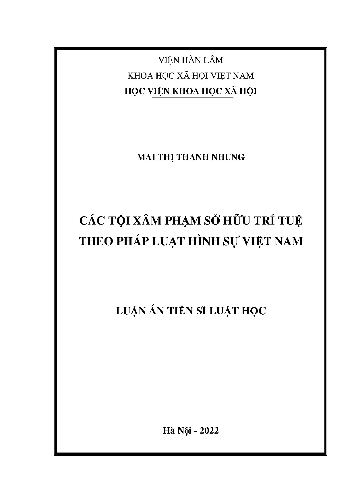 Các tội xâm phạm sở hữu trí tuệ theo pháp luật hình sự Việt Nam