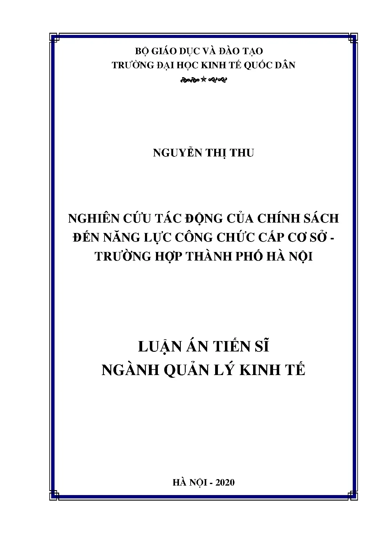 Nghiên cứu tác động chính sách đến năng lực công chức cấp cơ sở tại Hà Nội