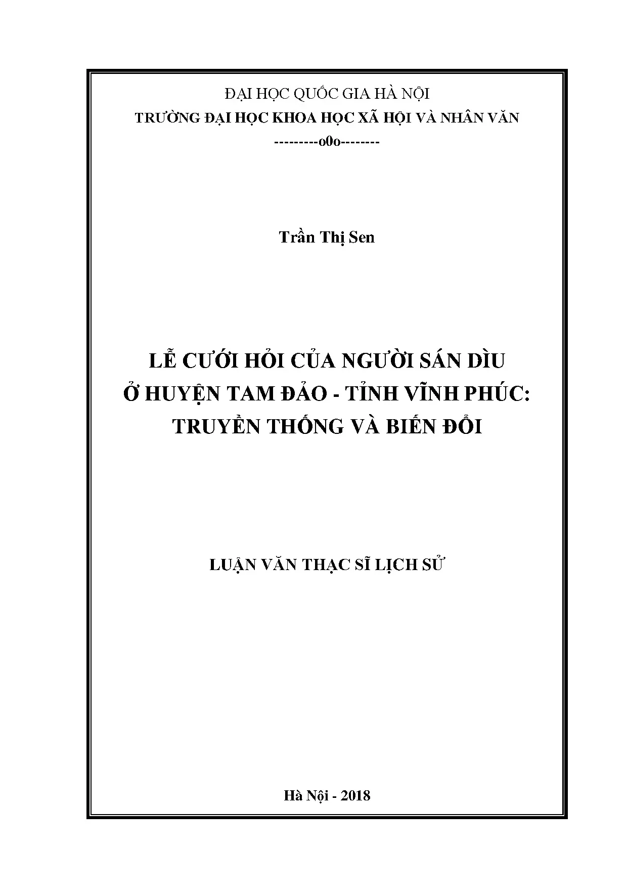 Luận án tiến sĩ lễ cưới hỏi của người sán dìu ở huyện tam đả