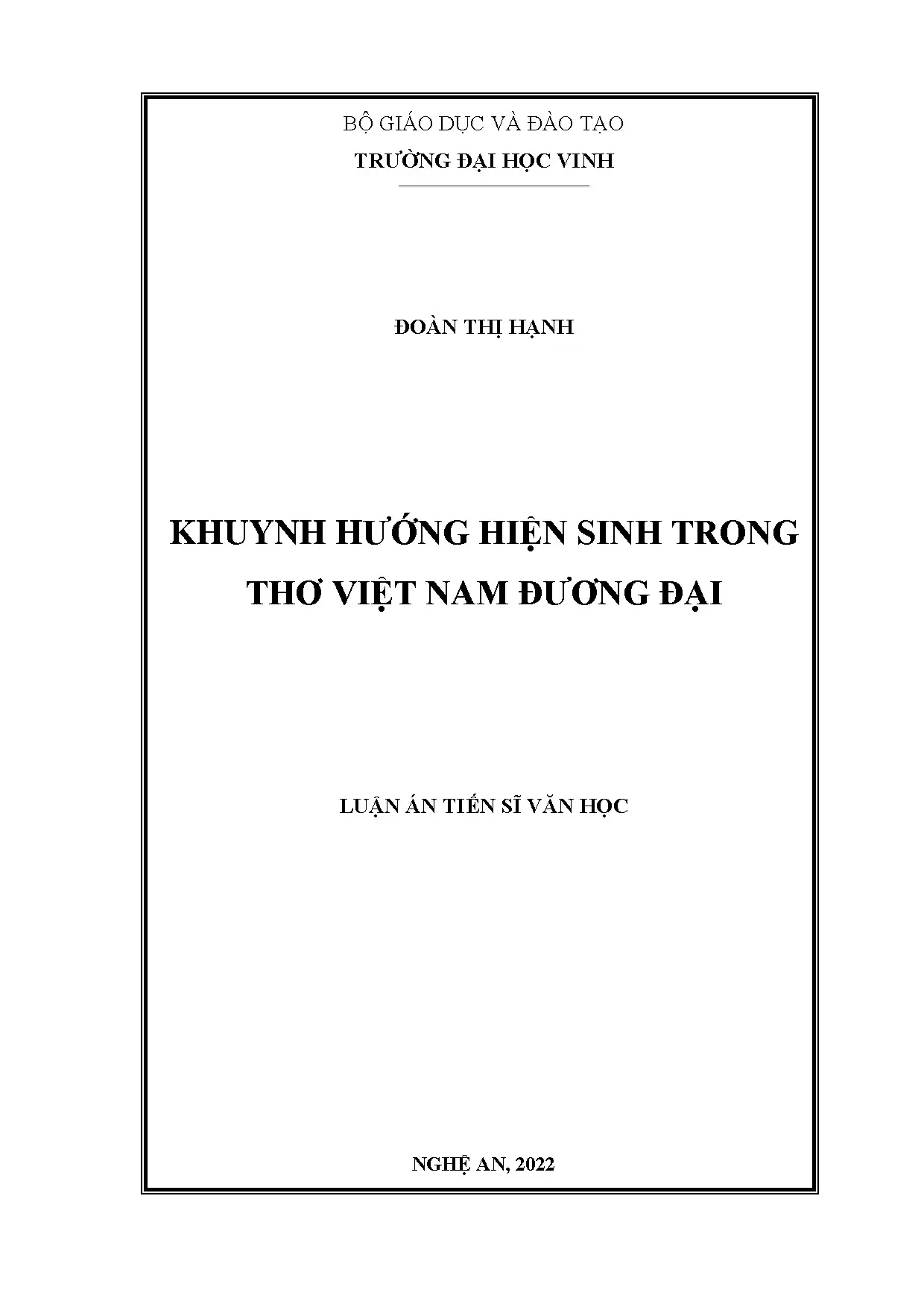 Luận án tiến sĩ khuynh hướng hiện sinh trong thơ việt nam đư