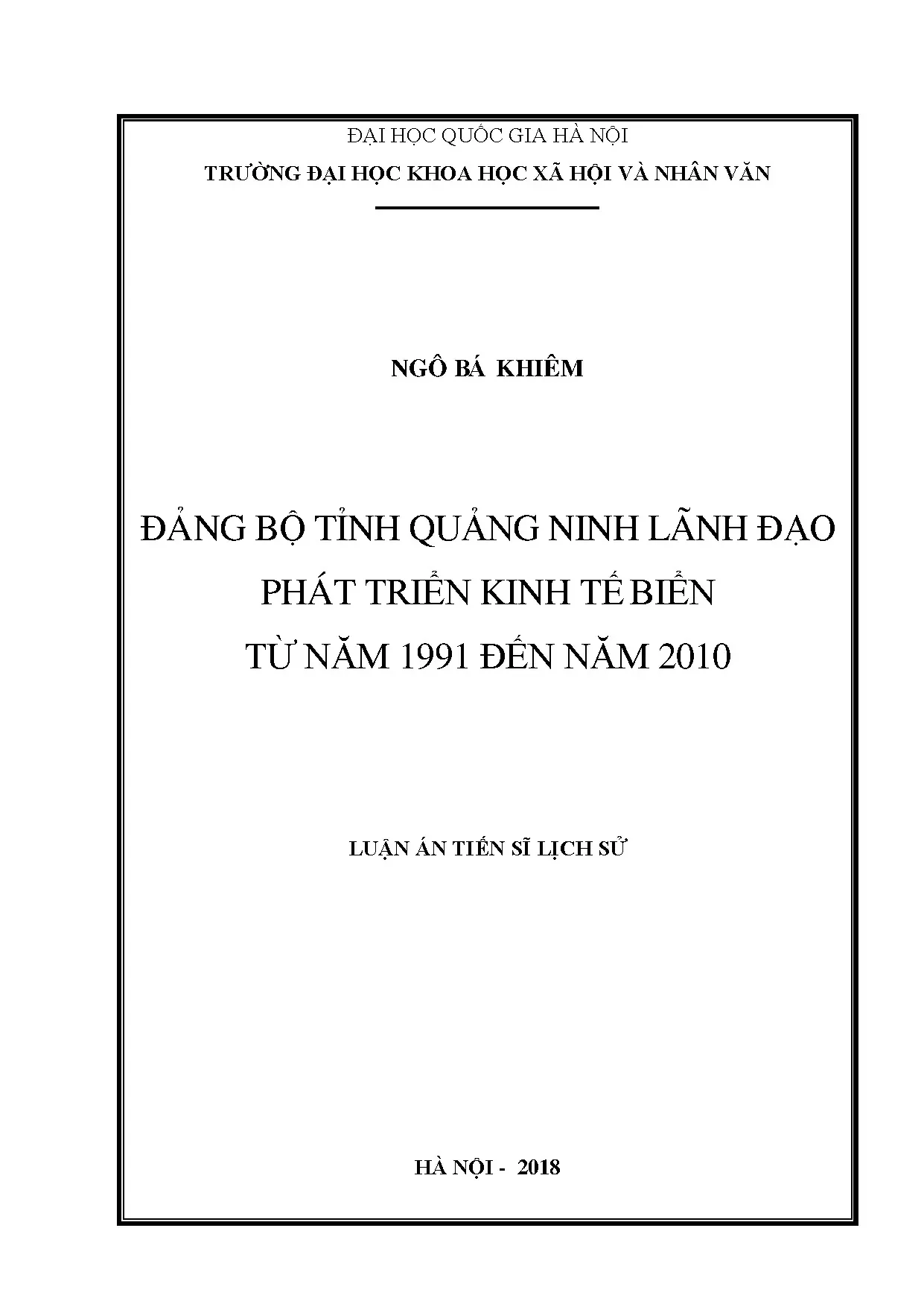 Luận án tiến sĩ đảng bộ tỉnh quảng ninh lãnh đạo phát triển