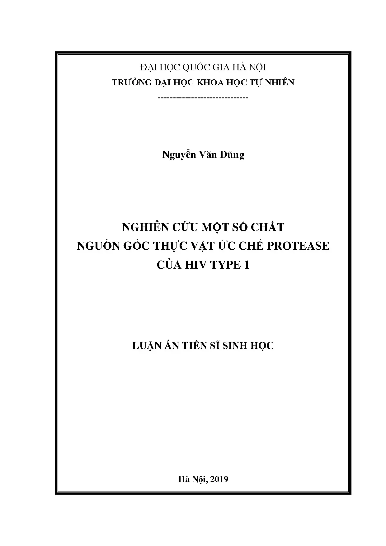 Luận án tiến sĩ nghiên cứu chất thực vật ức chế protease HIV-1