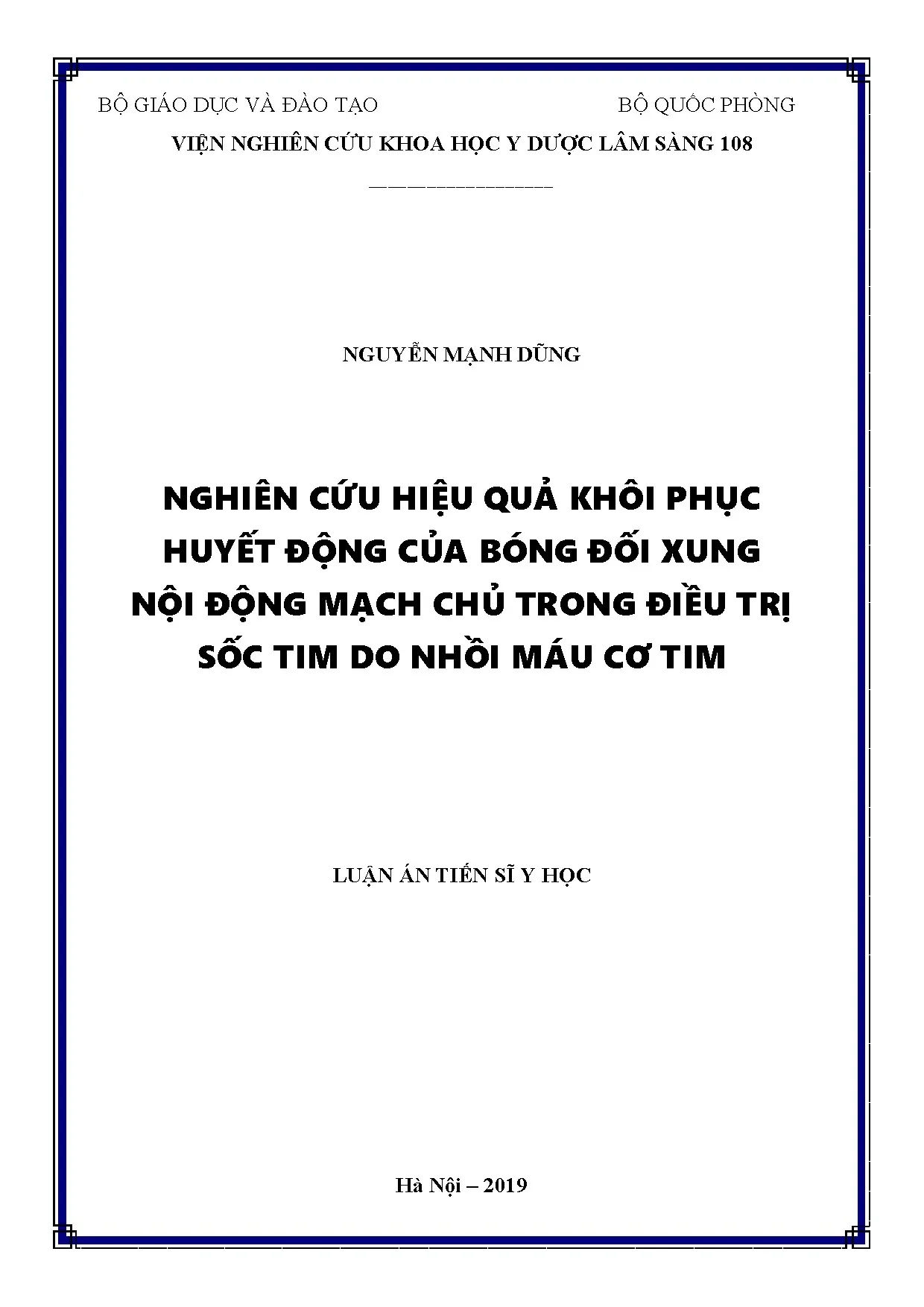 Luận án tiến sĩ nghiên cứu hiệu quả khôi phục huyết động của