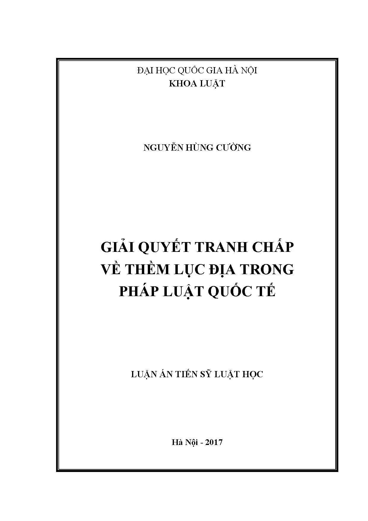 Luận án tiến sĩ luật: Giải quyết tranh chấp thềm lục địa trong pháp luật quốc tế