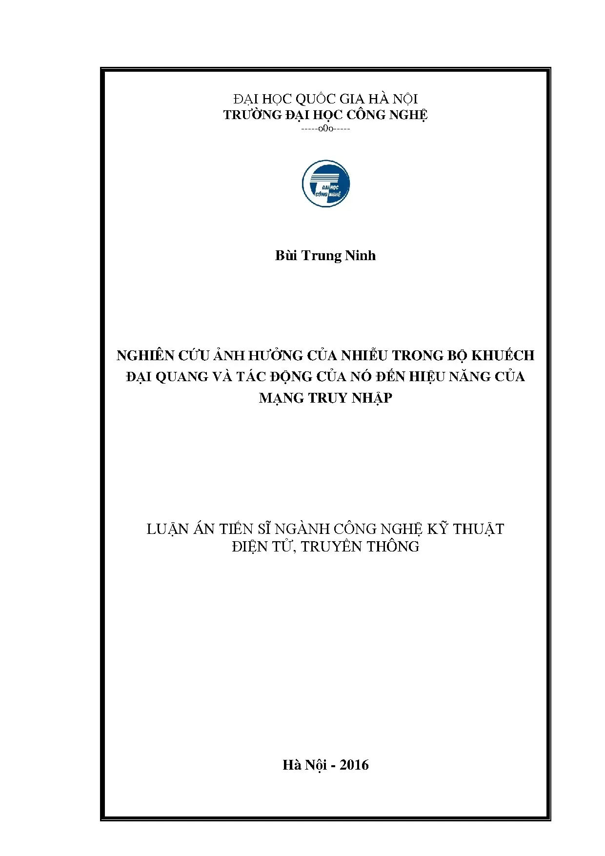 Nghiên cứu nhiễu bộ khuếch đại quang và hiệu năng mạng truy nhập