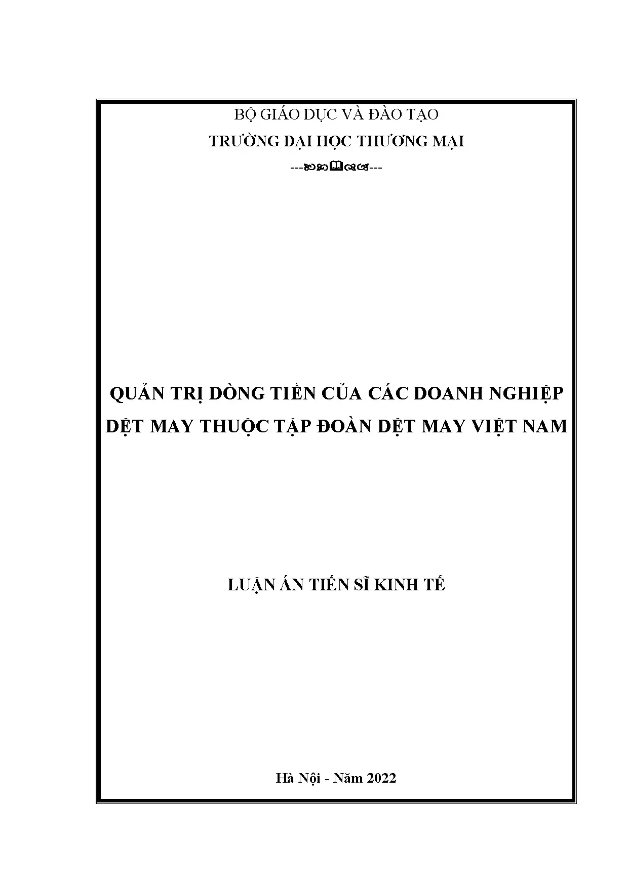 Quản trị dòng tiền doanh nghiệp dệt may Việt Nam hiệu quả