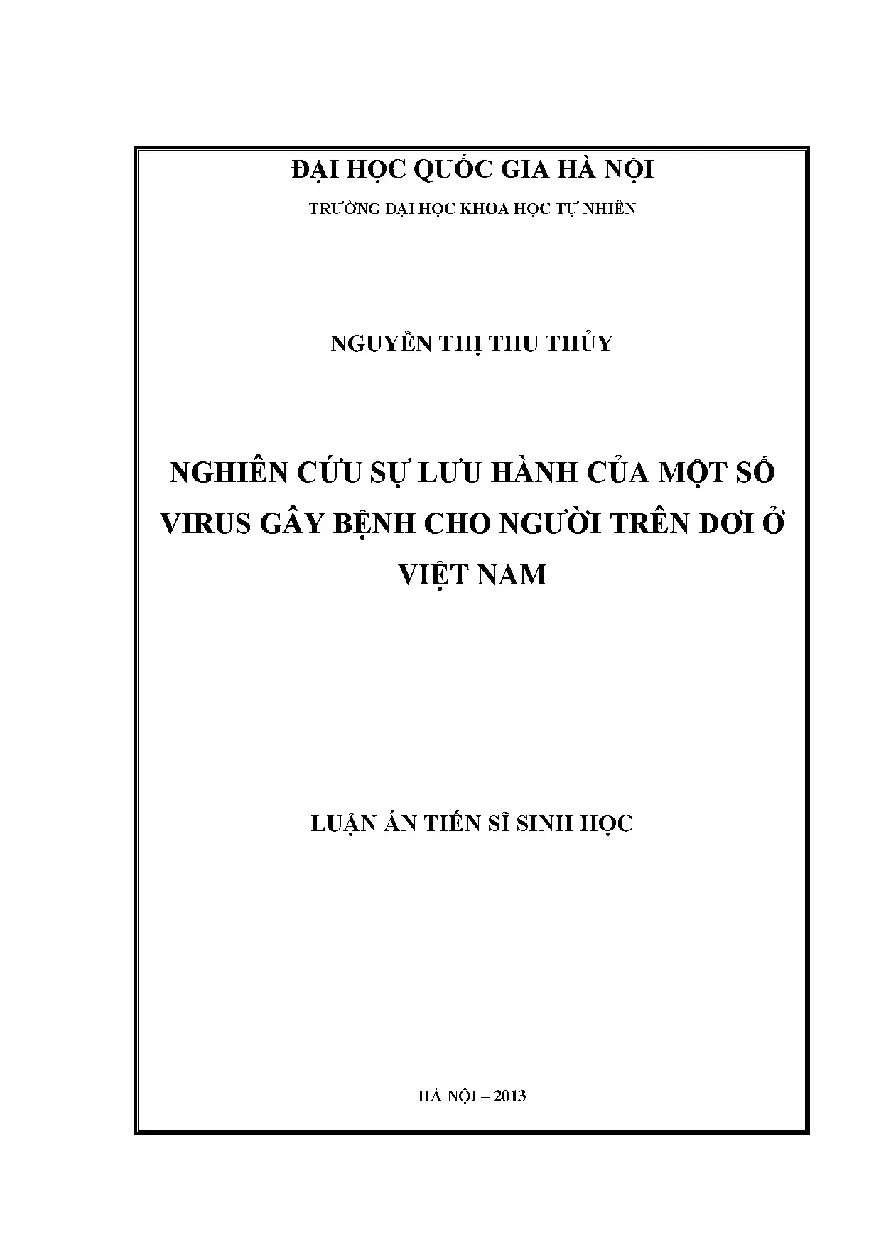Nghiên cứu sự lưu hành virus gây bệnh trên dơi ở Việt Nam