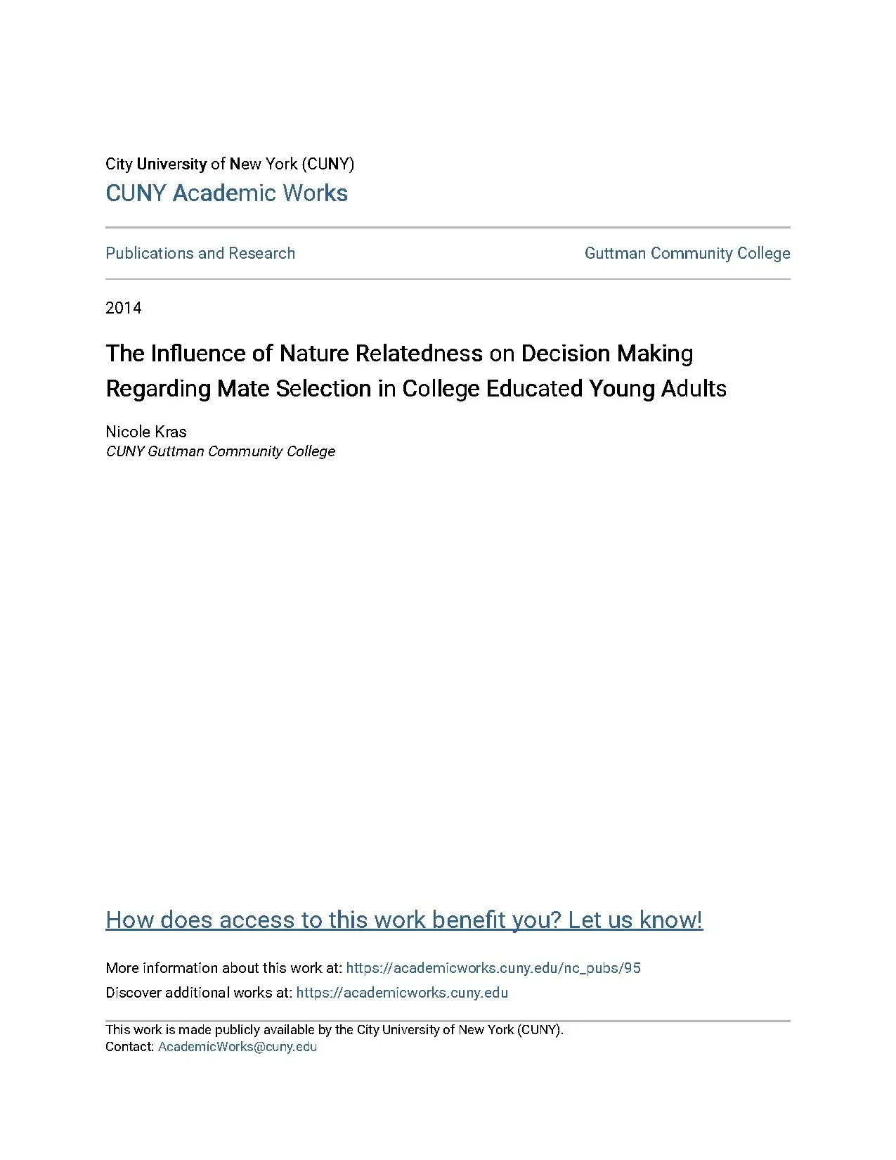 The influence of nature relatedness on decision making regar