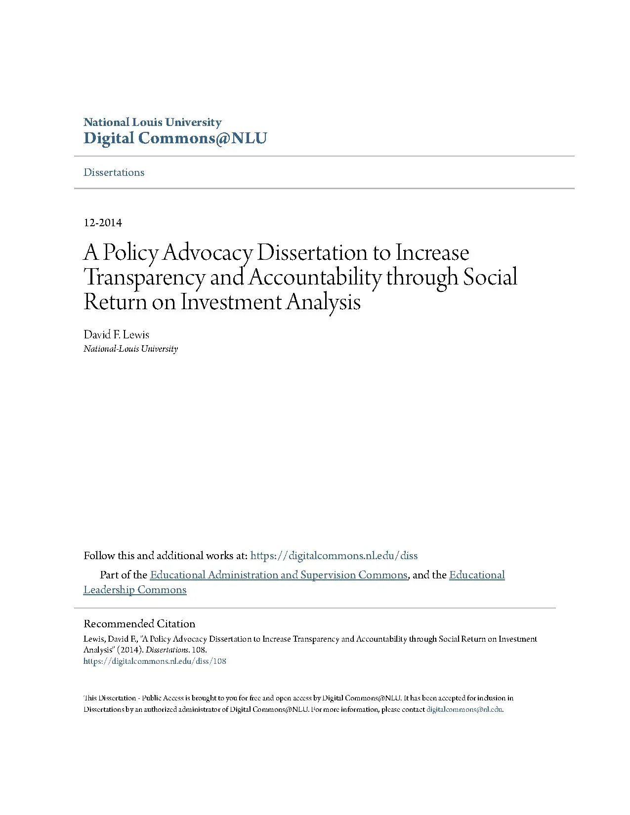 Policy Advocacy for Transparency & Accountability via SROI