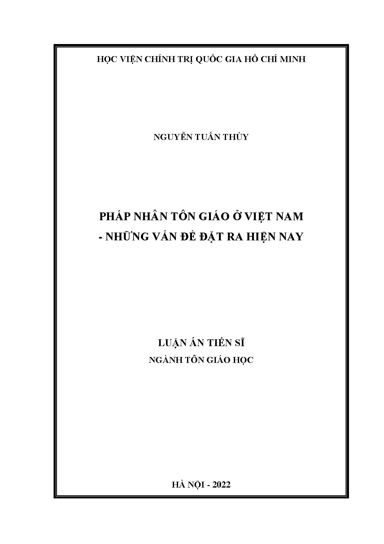 Luận án tiến sĩ pháp nhân tôn giáo ở việt nam những vấn đề đ