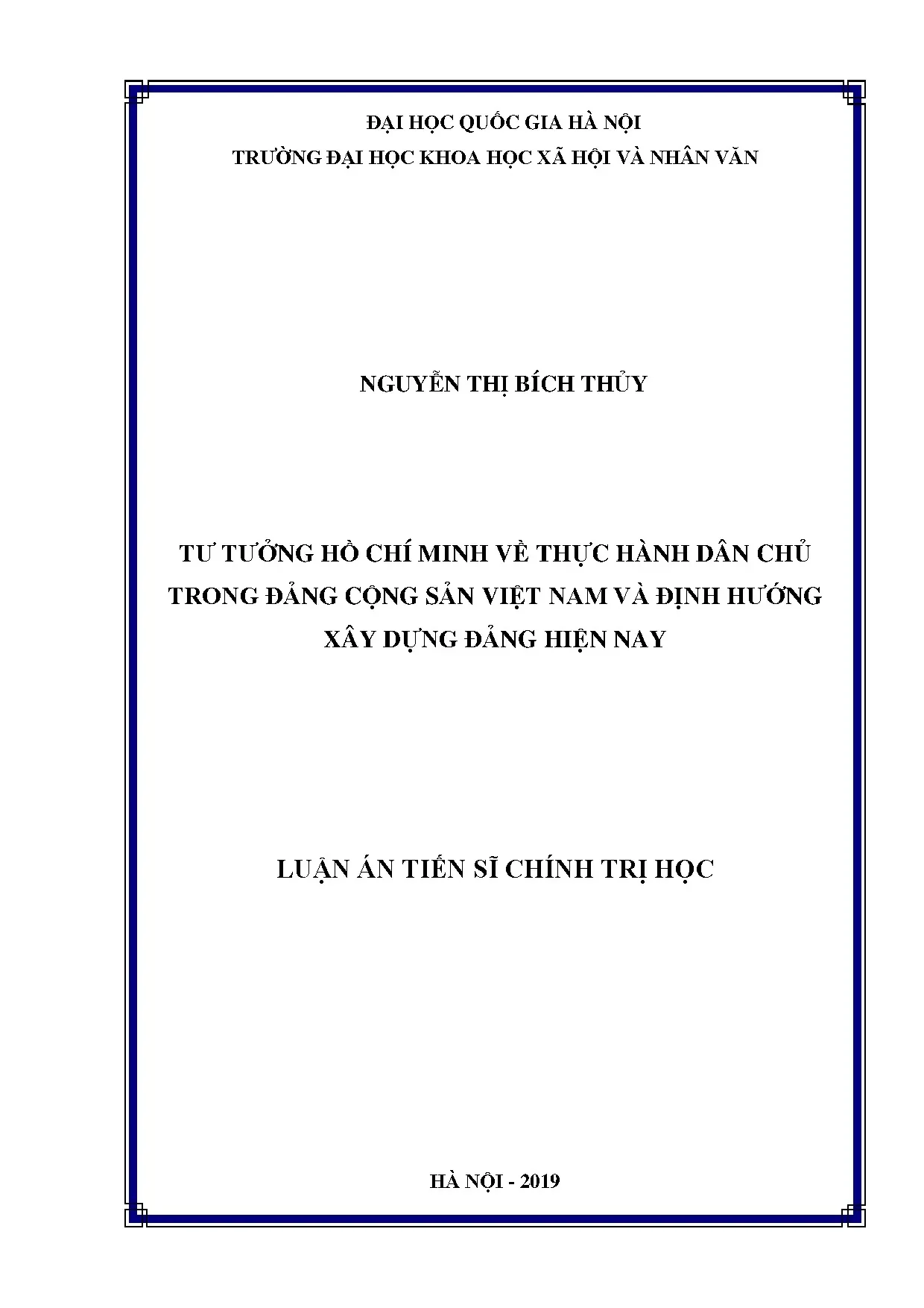 Luận án tiến sĩ tư tưởng hồ chí minh về thực hành dân chủ tr