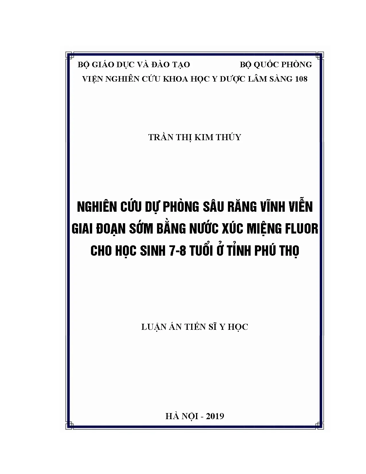 Luận án tiến sĩ nghiên cứu dự phòng sâu răng vĩnh viễn giai