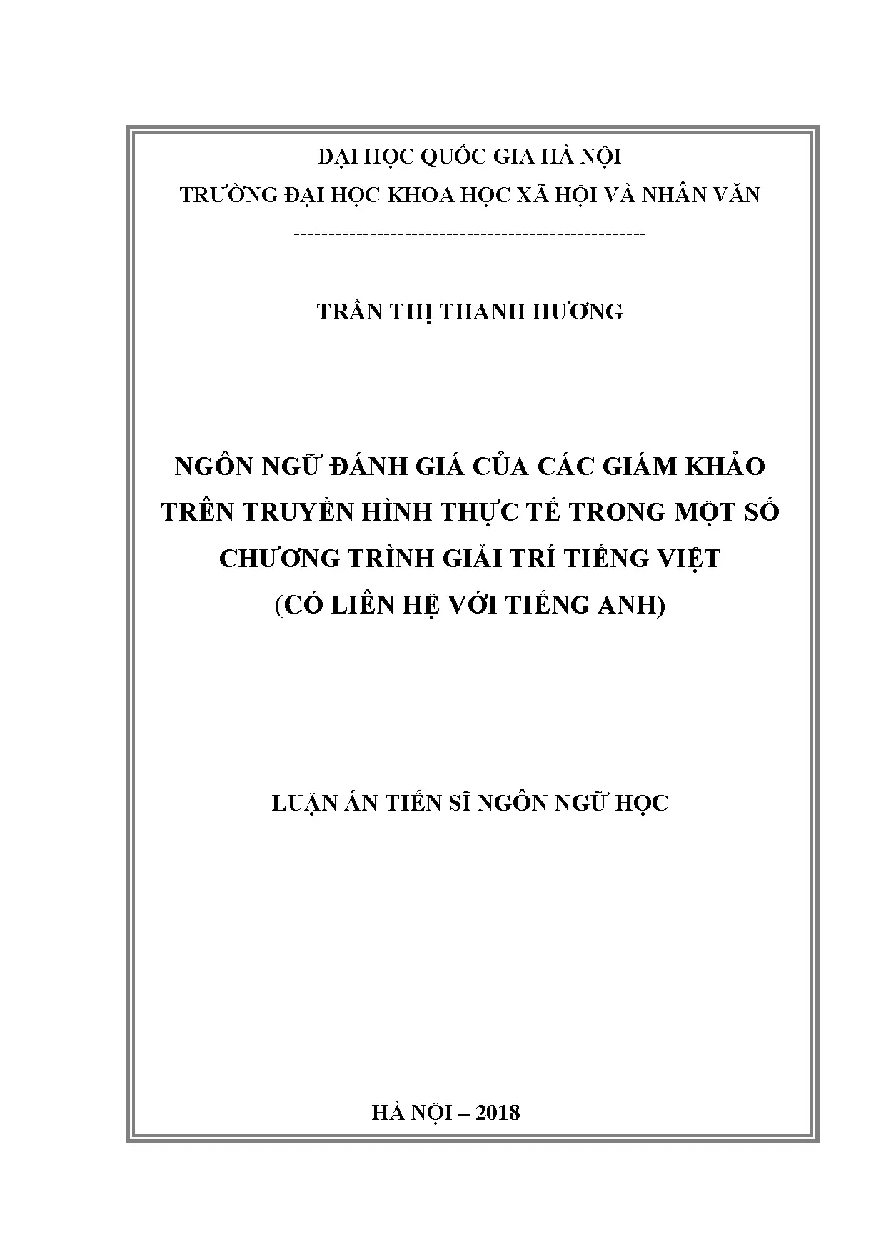 Ngôn ngữ đánh giá của giám khảo truyền hình thực tế Việt Nam