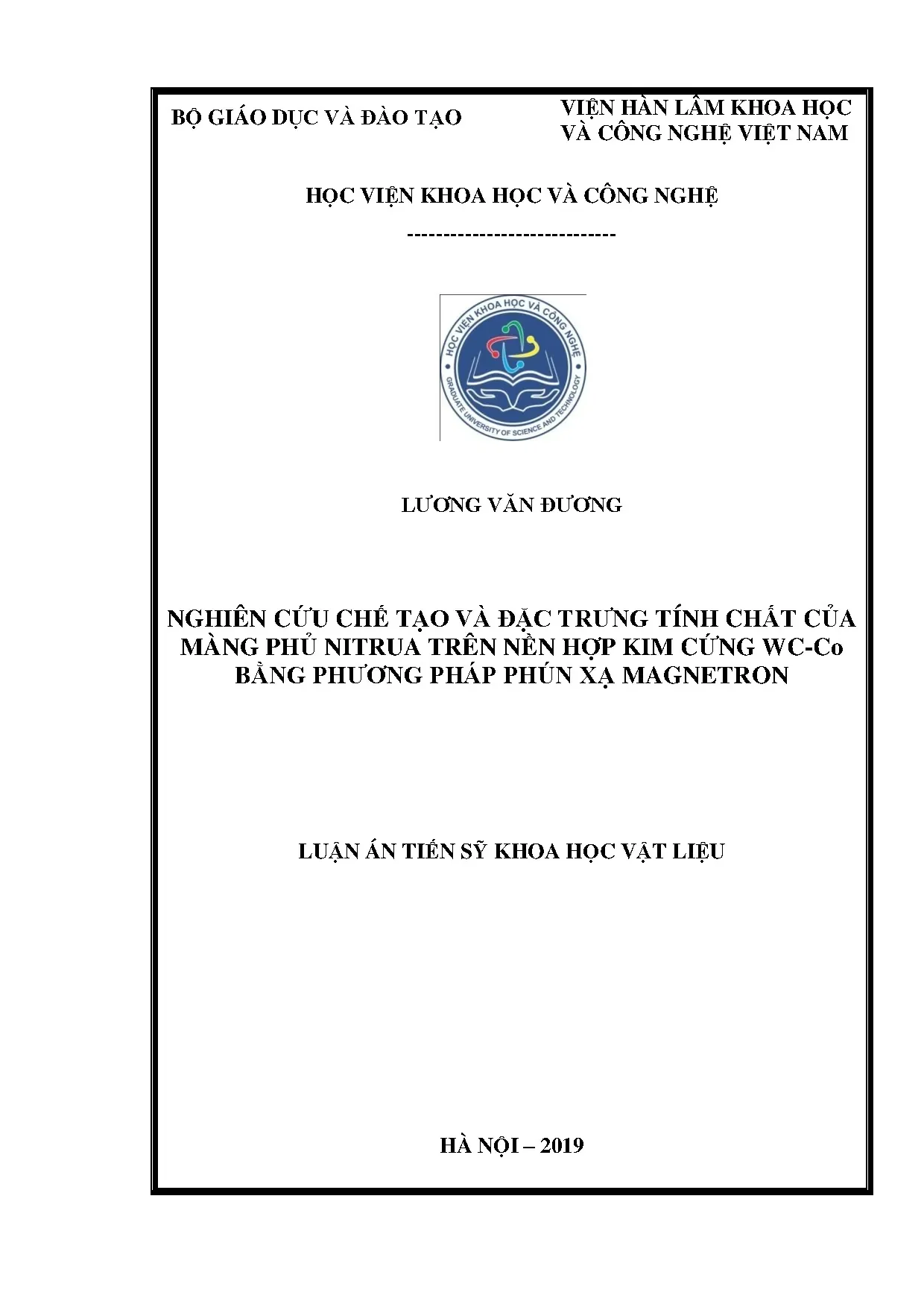 Nghiên cứu chế tạo màng phủ nitrua trên hợp kim cứng WC-Co