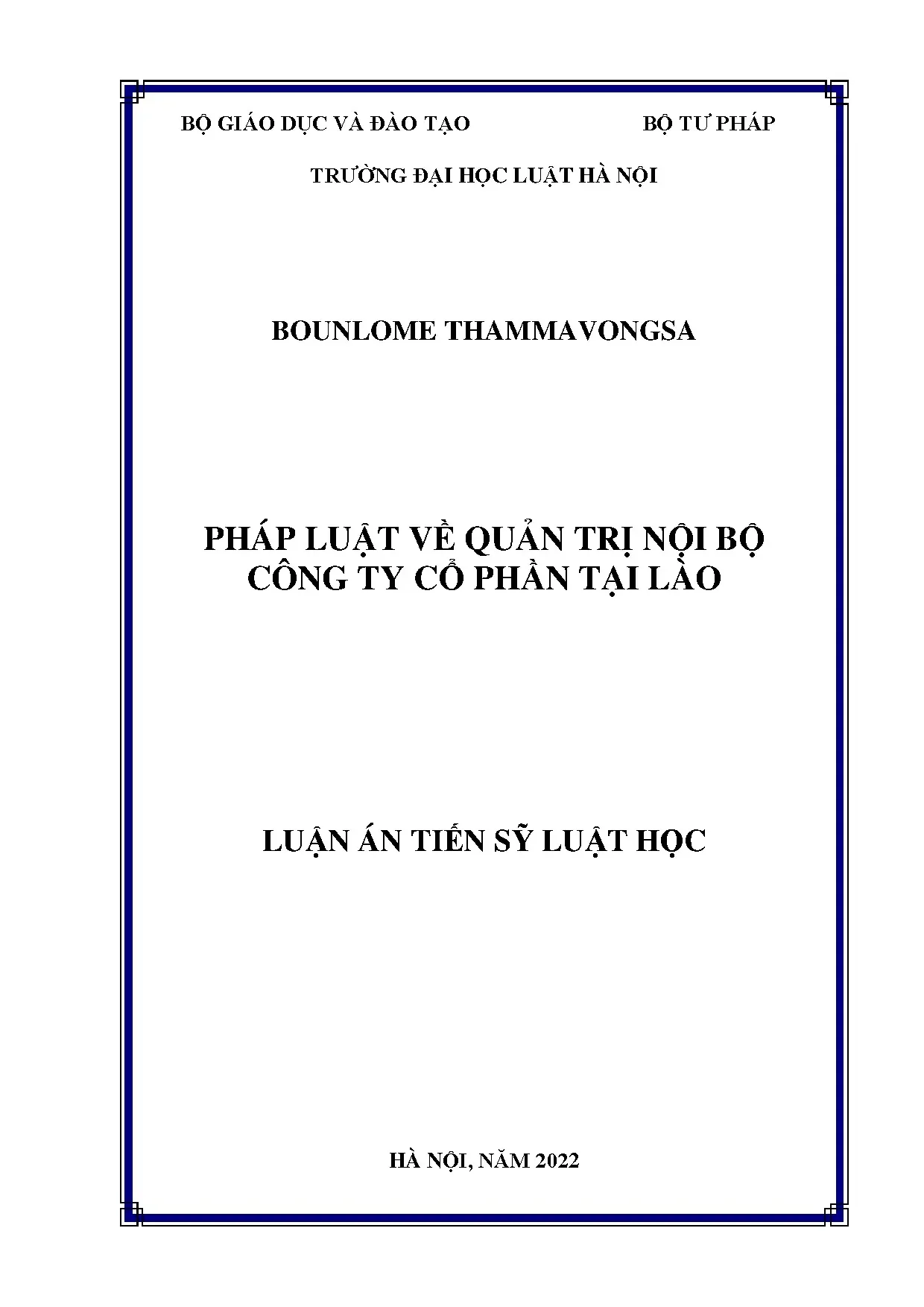 Luận án tiến sĩ pháp luật quản trị nội bộ công ty cổ phần Lào