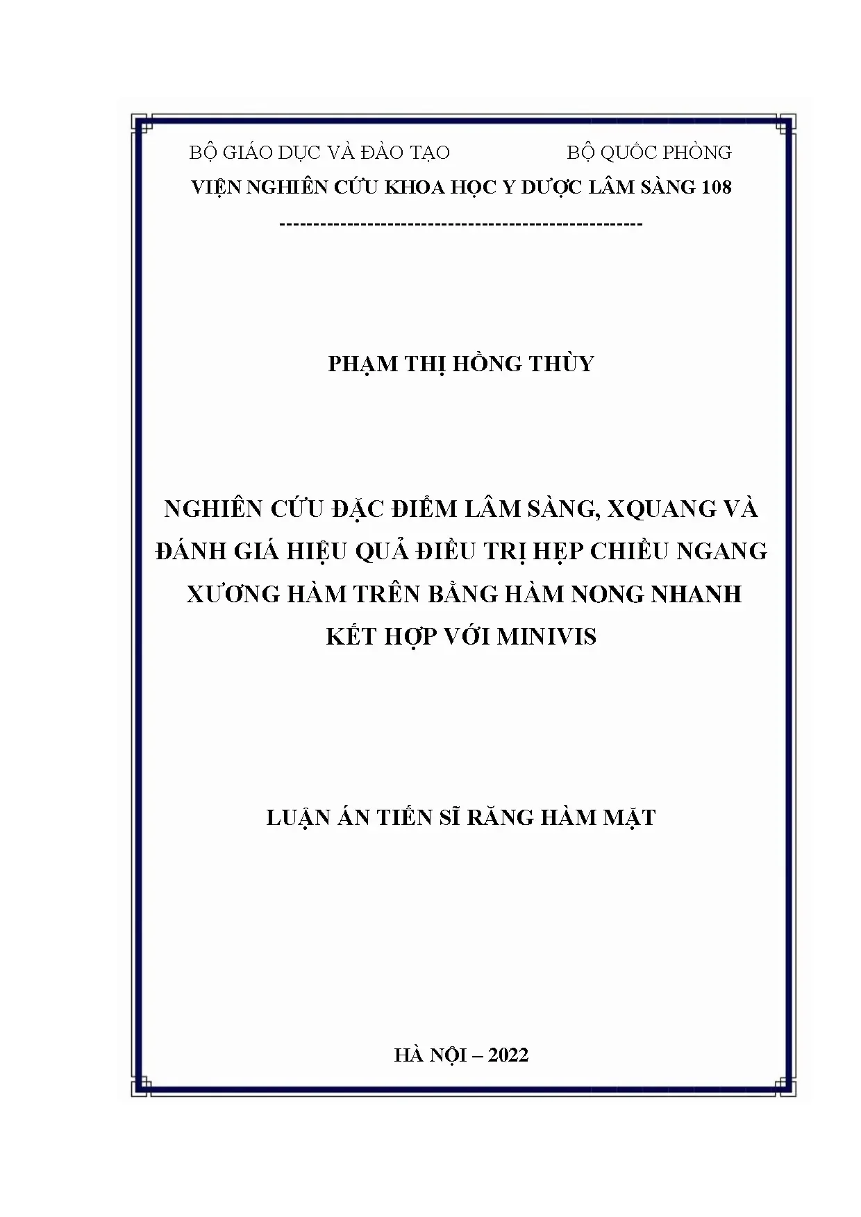 Nghiên cứu hiệu quả hàm nong nhanh kết hợp minivis hẹp xương hàm trên