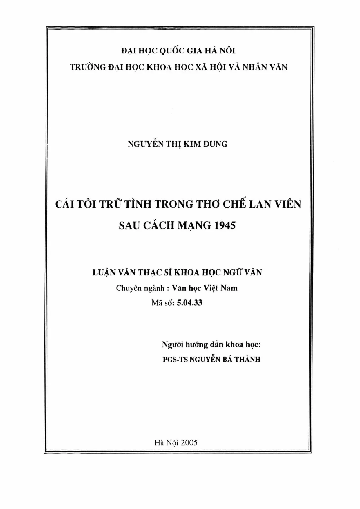 Luận án tiến sĩ cái tôi trữ tình trong thơ chế lan viên sau