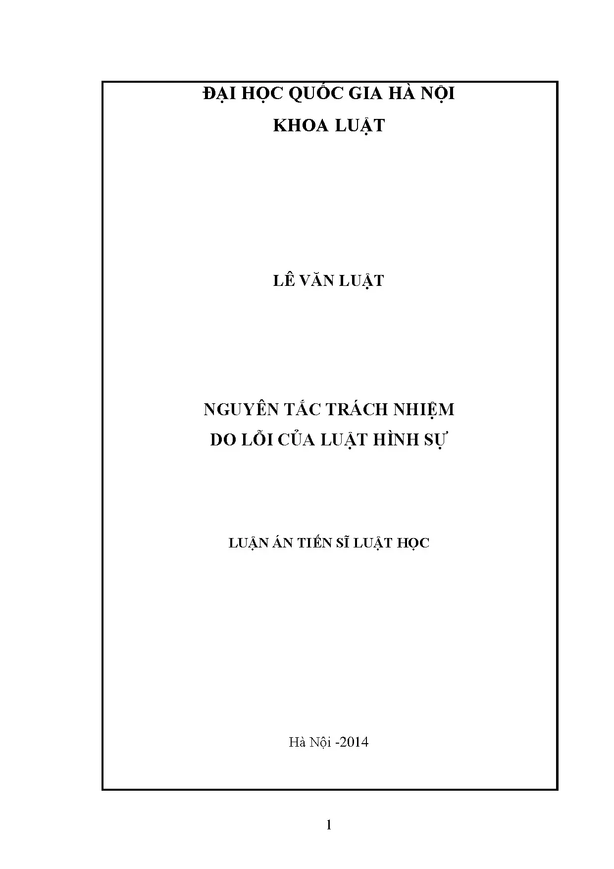 Nguyên tắc trách nhiệm do lỗi trong luật hình sự Việt Nam