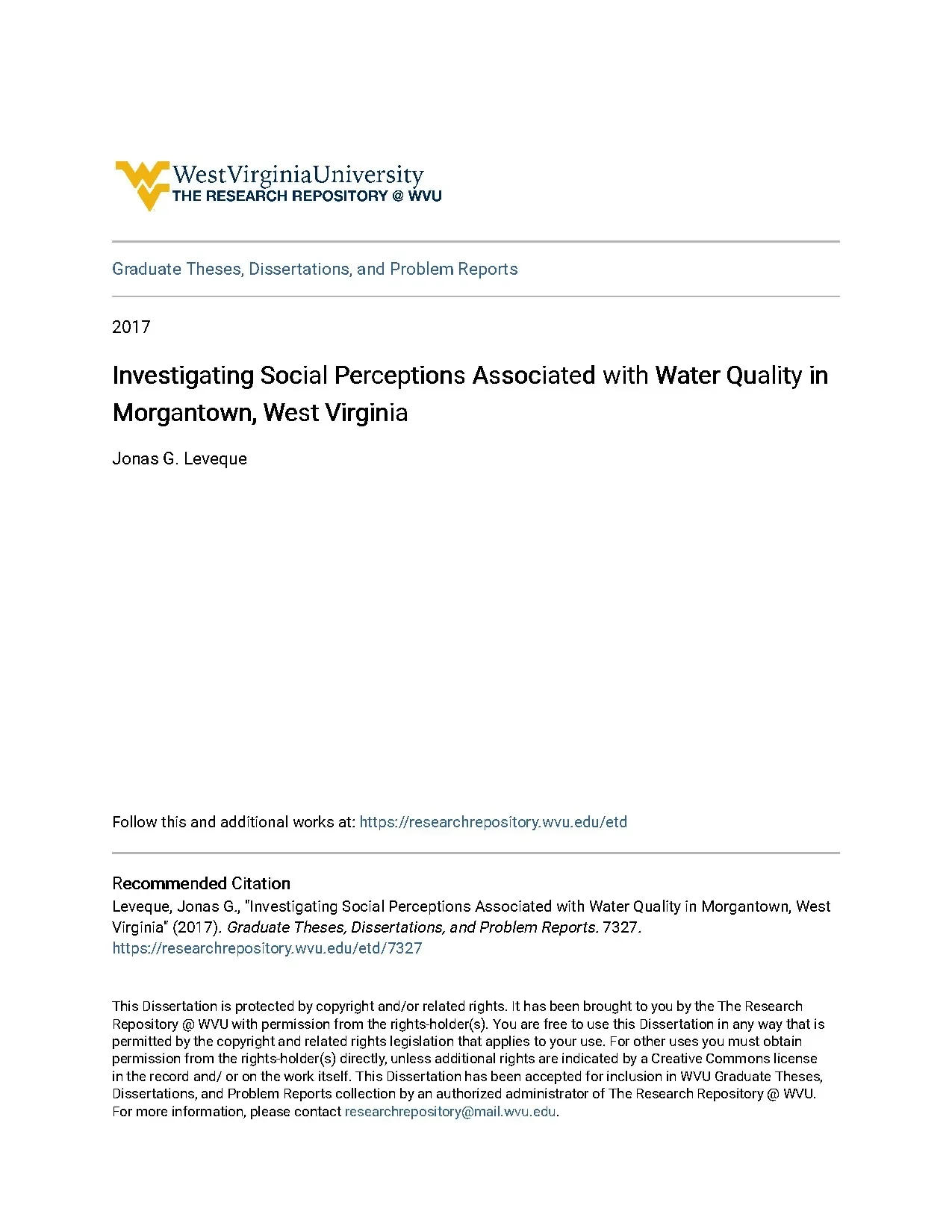 Investigating social perceptions associated with water quali