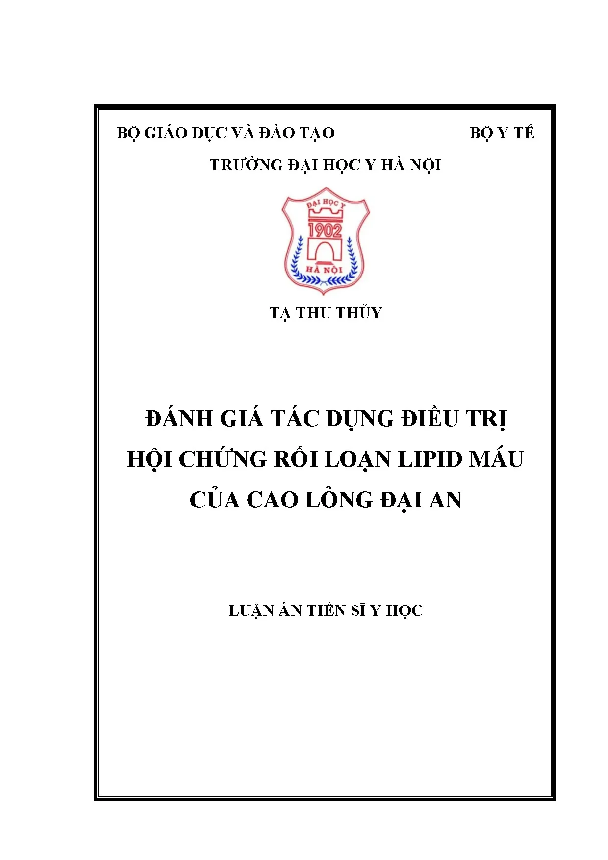 Luận án tiến sĩ đánh giá tác dụng điều trị hội chứng rối loạ