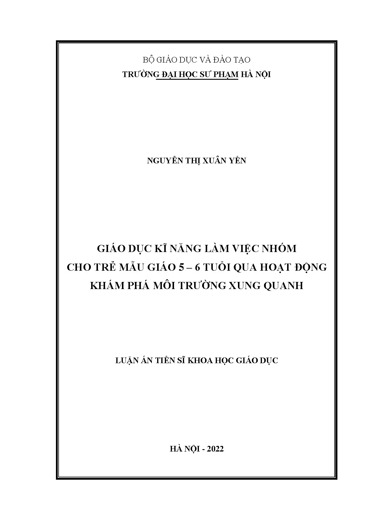 Giáo dục kĩ năng làm việc nhóm cho trẻ mẫu giáo 5-6 tuổi