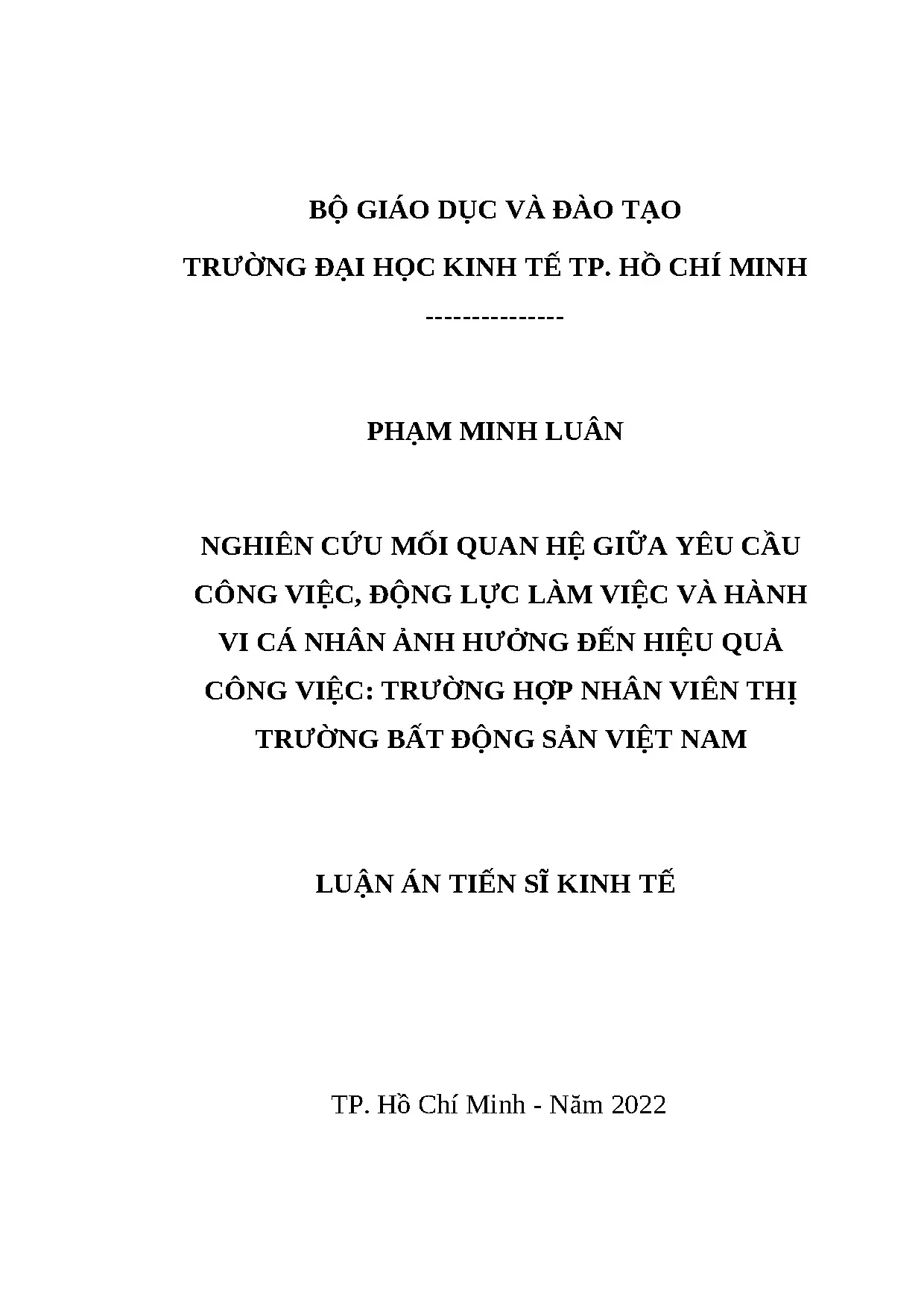 Mối quan hệ yêu cầu công việc, động lực và hiệu quả nhân viên BĐS