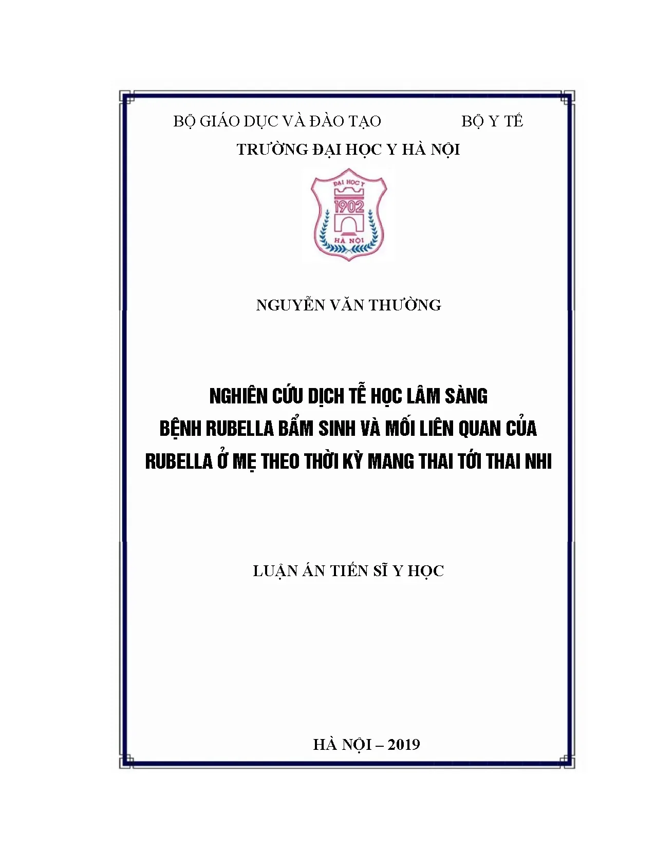 Luận án tiến sĩ nghiên cứu dịch tễ học lâm sàng bệnh rubella