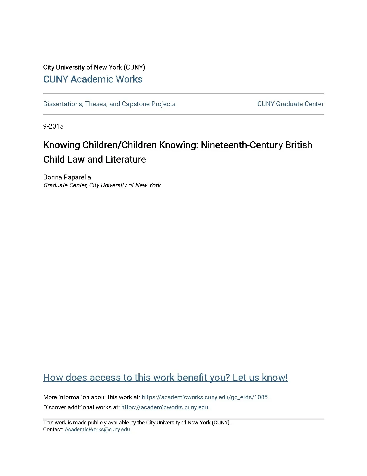Knowing children children knowing nineteenth century british