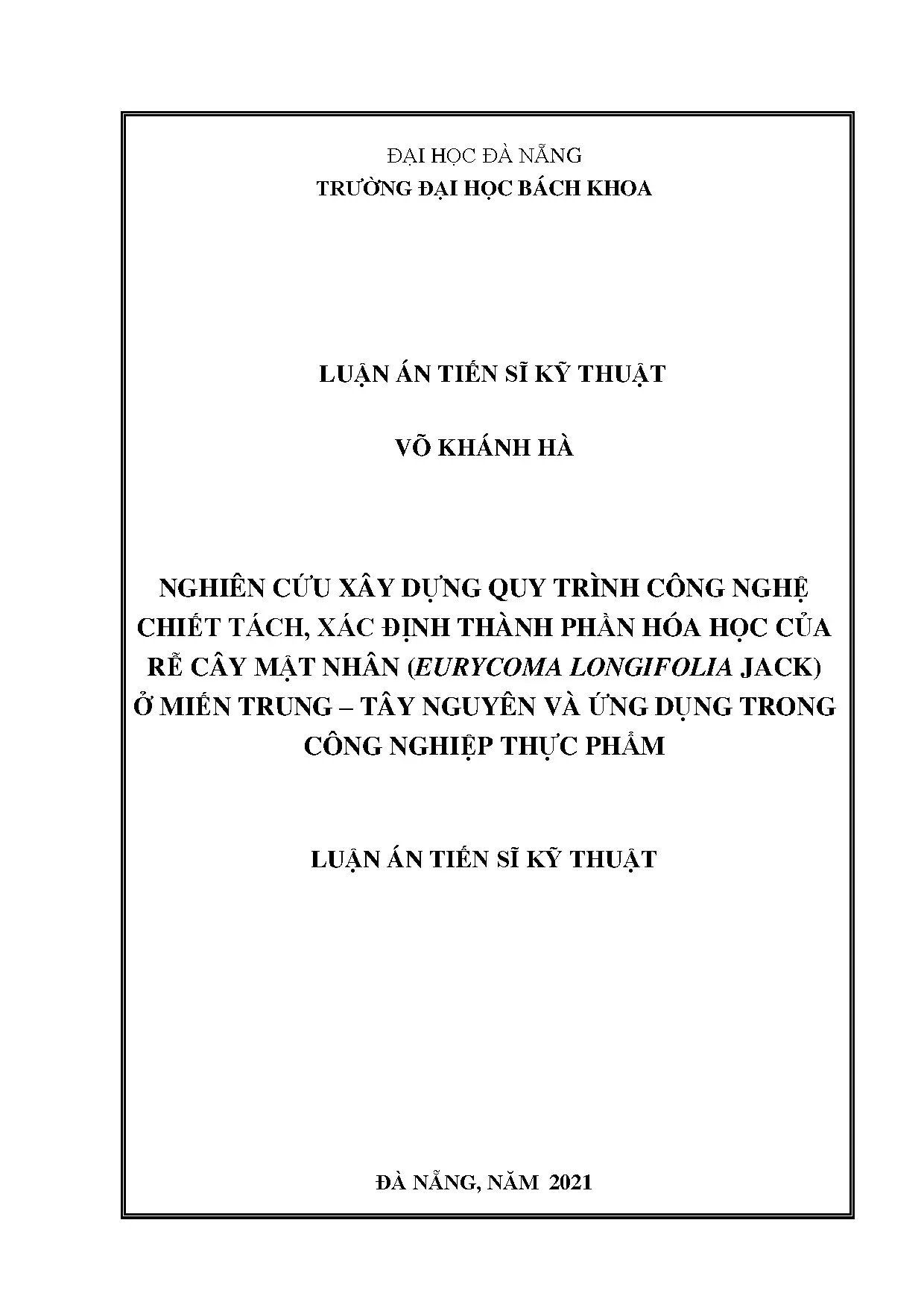 Luận án tiến sĩ chiết tách rễ mật nhân ứng dụng trong thực phẩm
