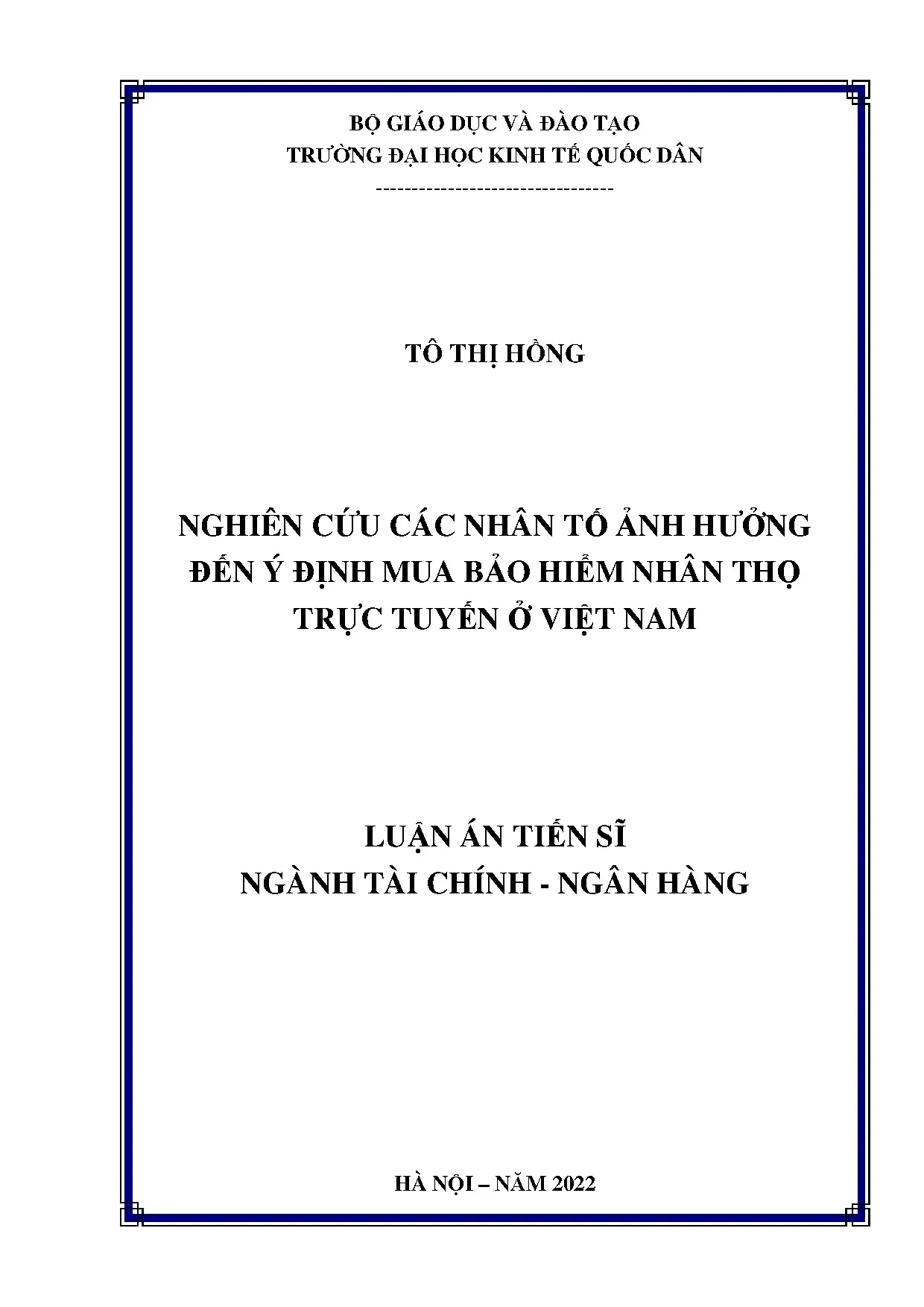 Nhân tố ảnh hưởng đến ý định mua bảo hiểm nhân thọ trực tuyến