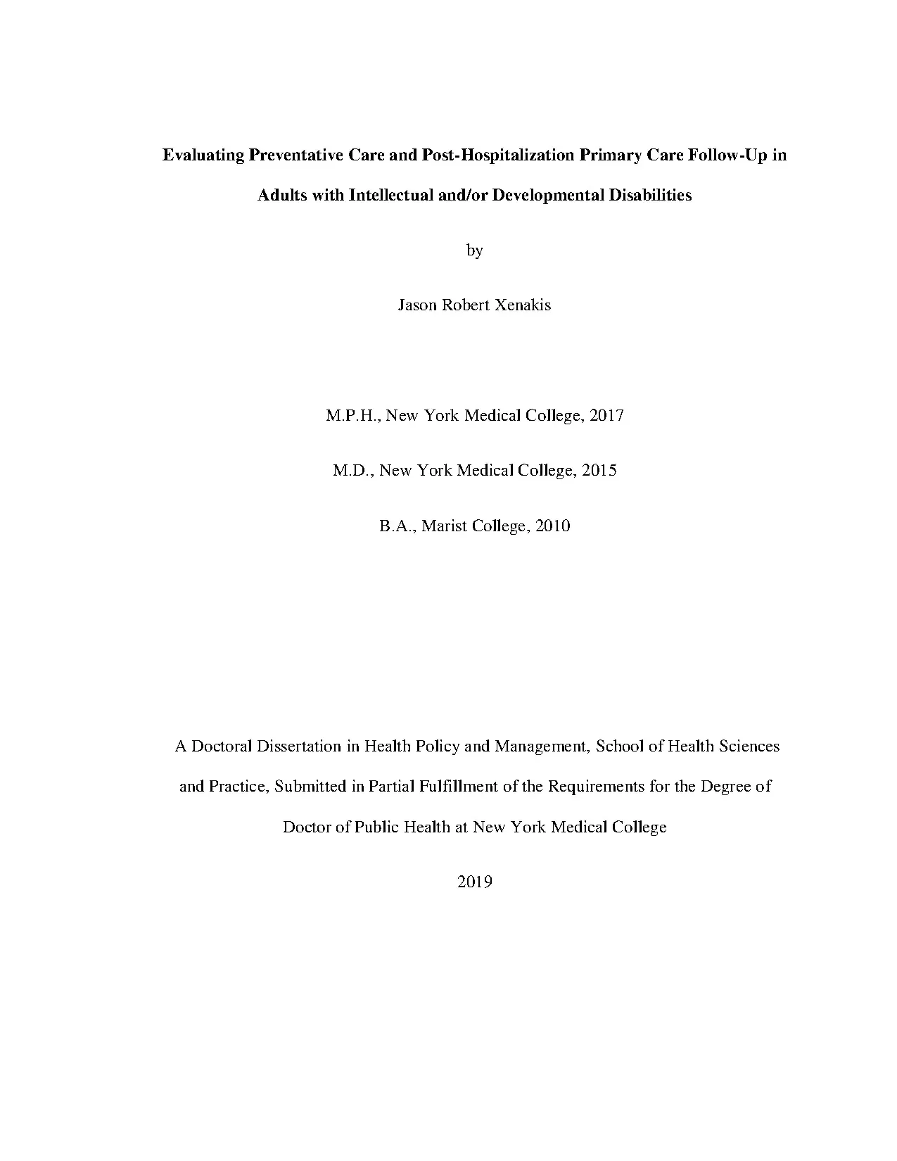Evaluating preventative care and post hospitalization primar