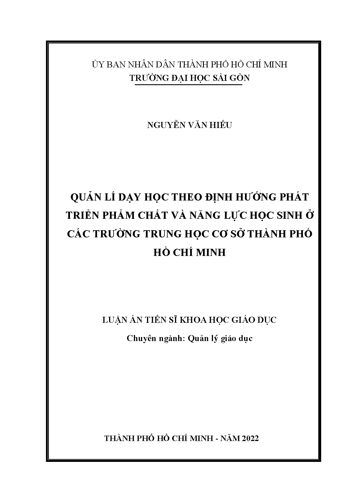 Luận án tiến sĩ khoa học giáo dục quản lí dạy học theo định