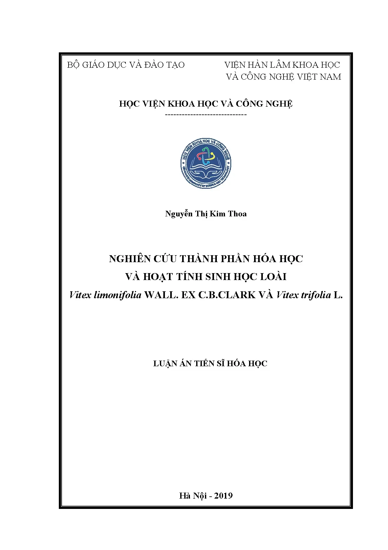 Thành phần hóa học và hoạt tính sinh học hai loài Vitex