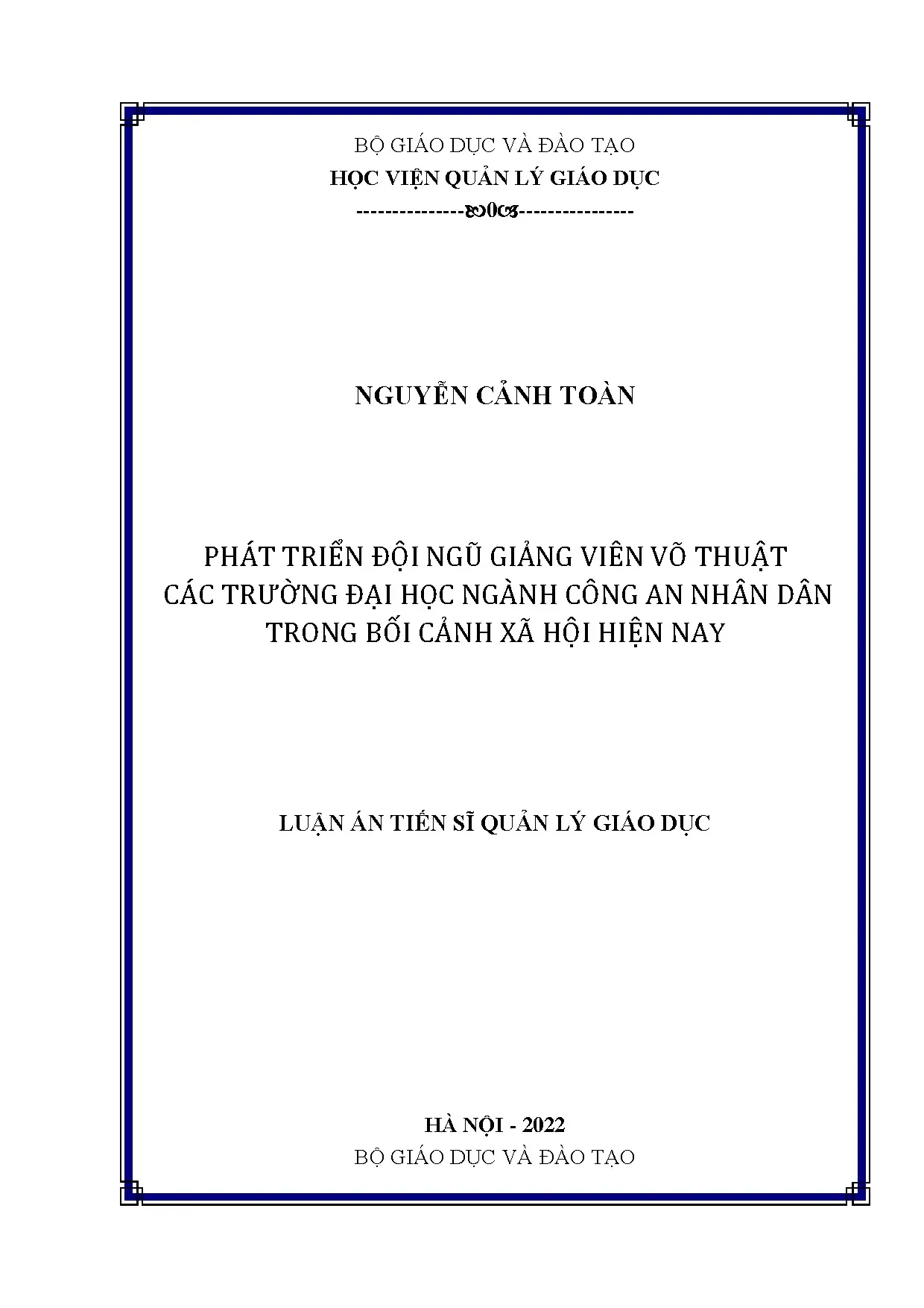 Phát triển giảng viên võ thuật CAND: Luận án Tiến sĩ