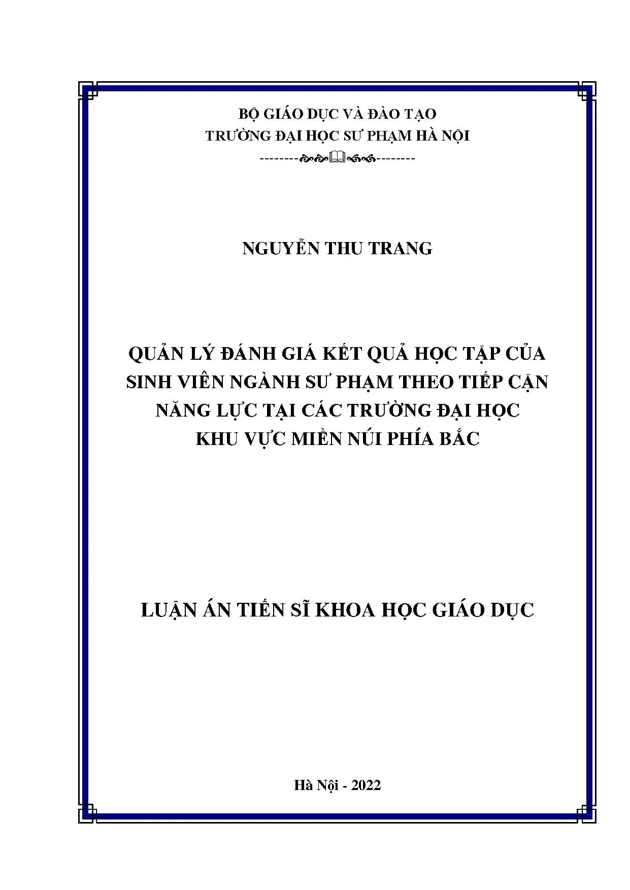 Luận án tiến sĩ quản lý đánh giá kết quả học tập của sinh vi