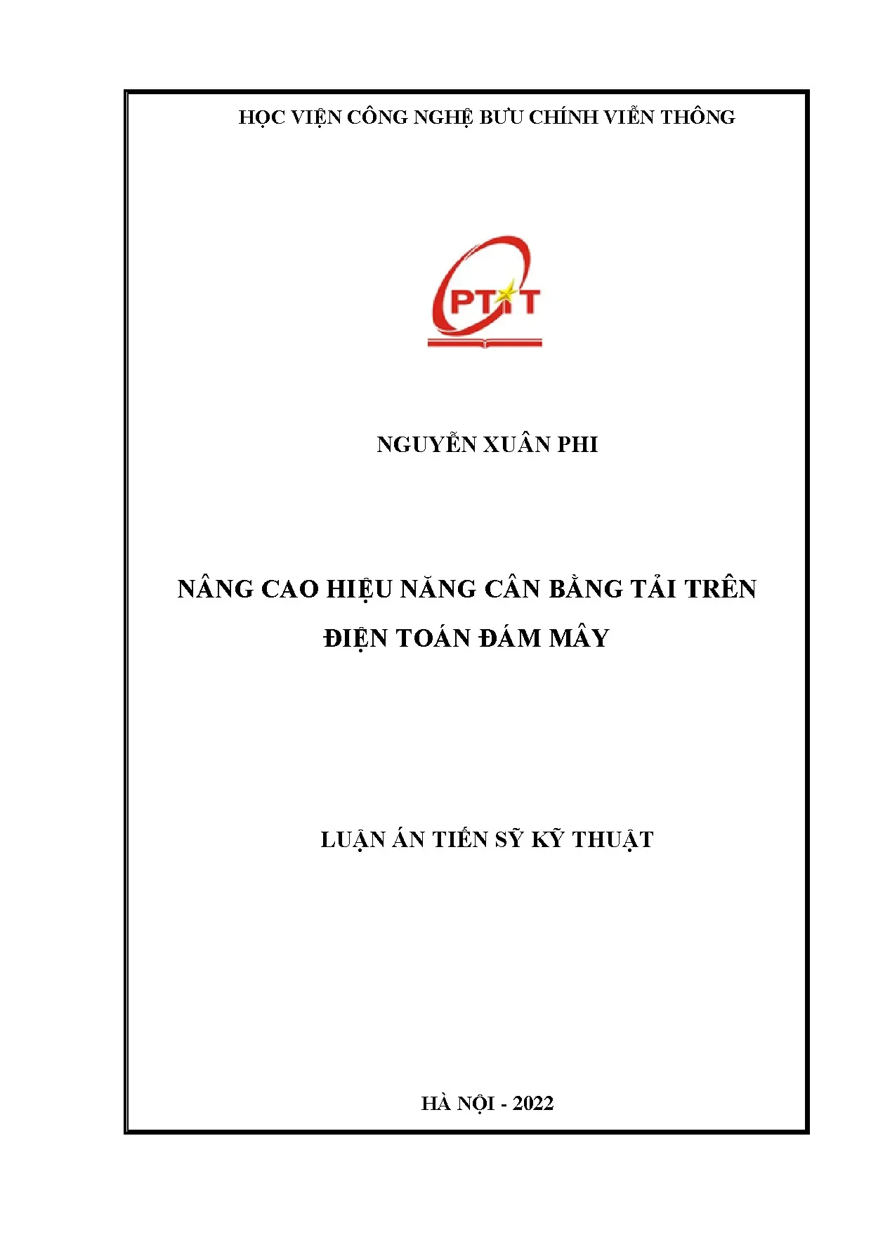 Luận án tiến sĩ nâng cao hiệu năng cân bằng tải điện toán đám mây