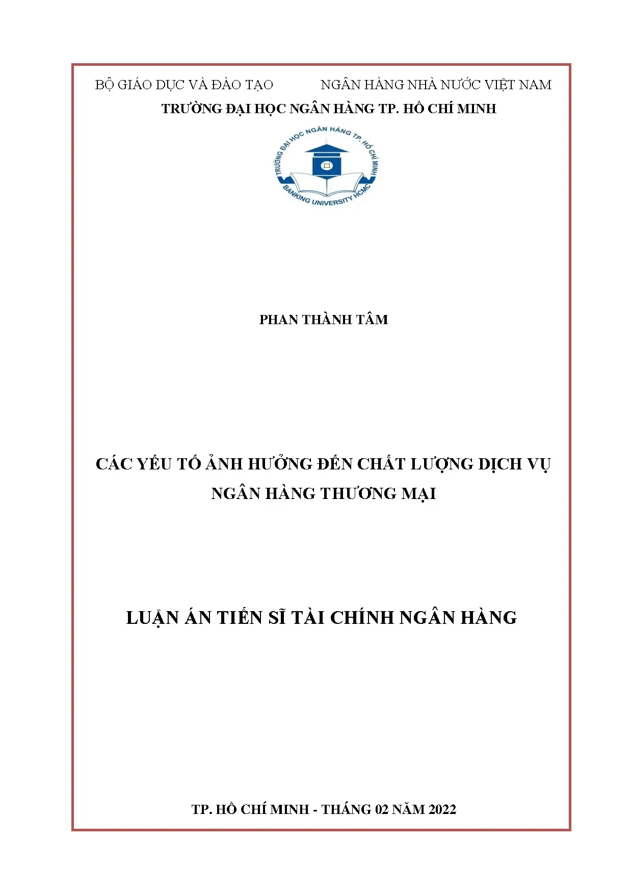 Nghiên cứu chất lượng dịch vụ ngân hàng tại Việt Nam
