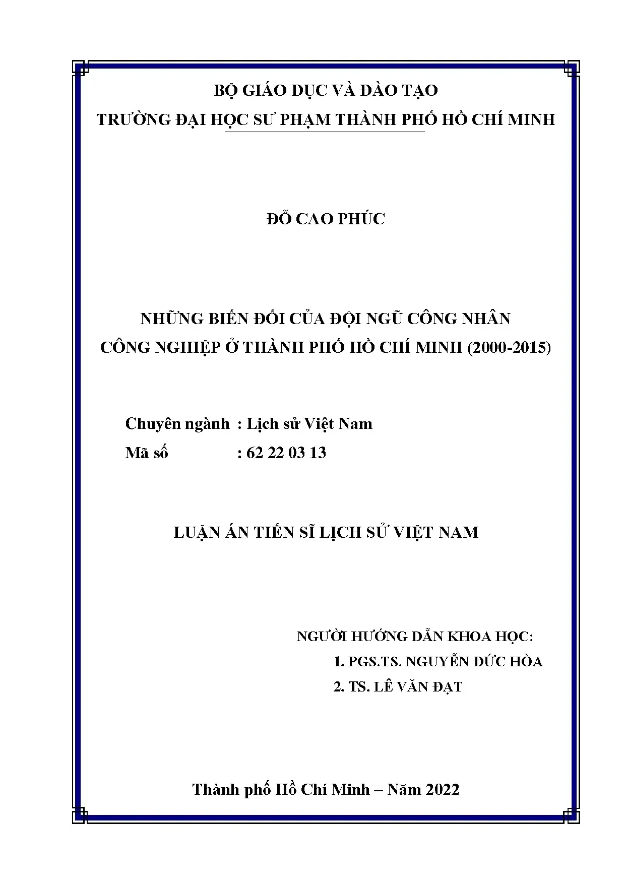 Biến đổi đội ngũ công nhân TP.HCM giai đoạn 2000-2015