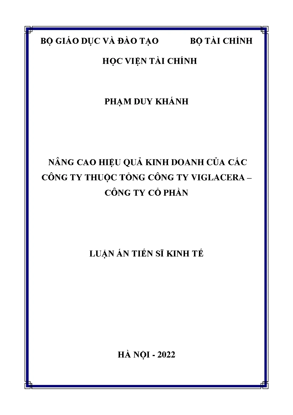Luận án tiến sĩ nâng cao hiệu quả kinh doanh doanh nghiệp Viglacera