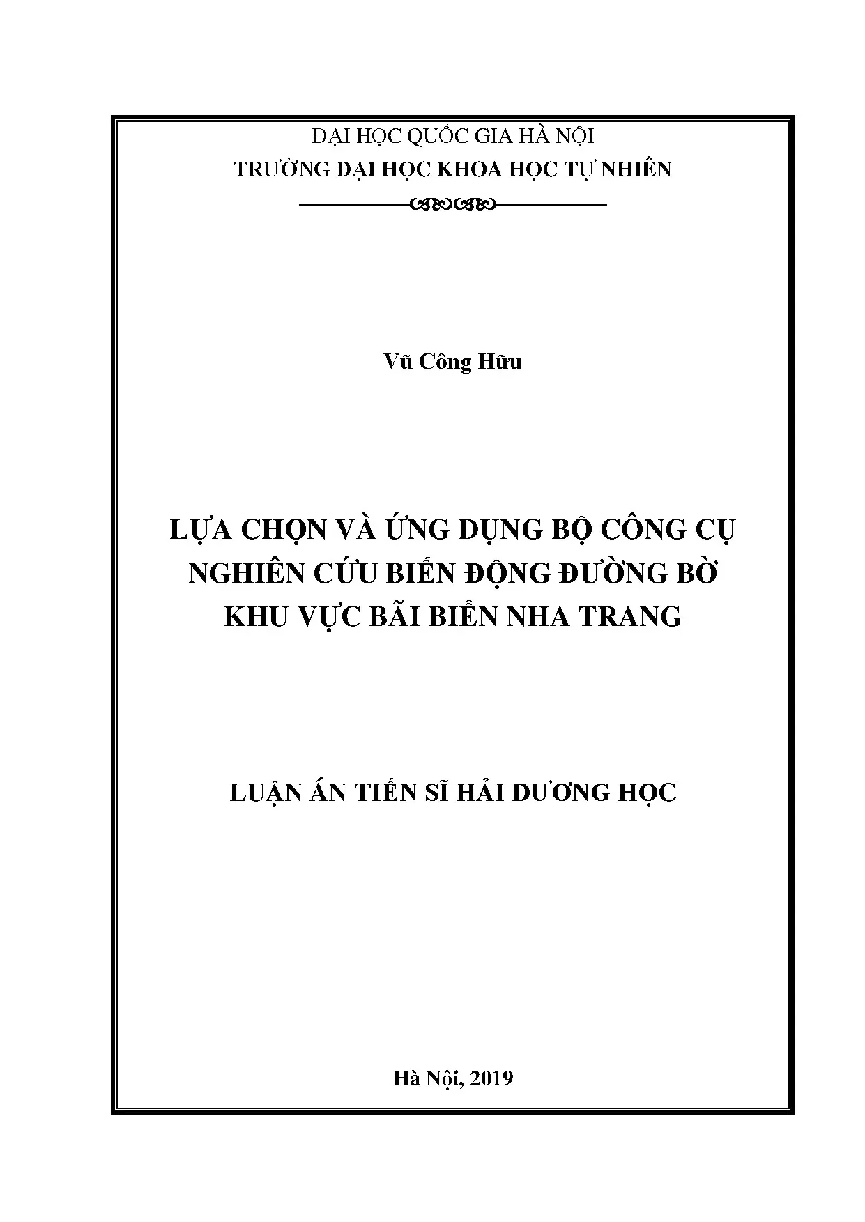 Luận án tiến sĩ lựa chọn và ứng dụng bộ công cụ nghiên cứu biến động đường bờ bãi biển Nha Trang