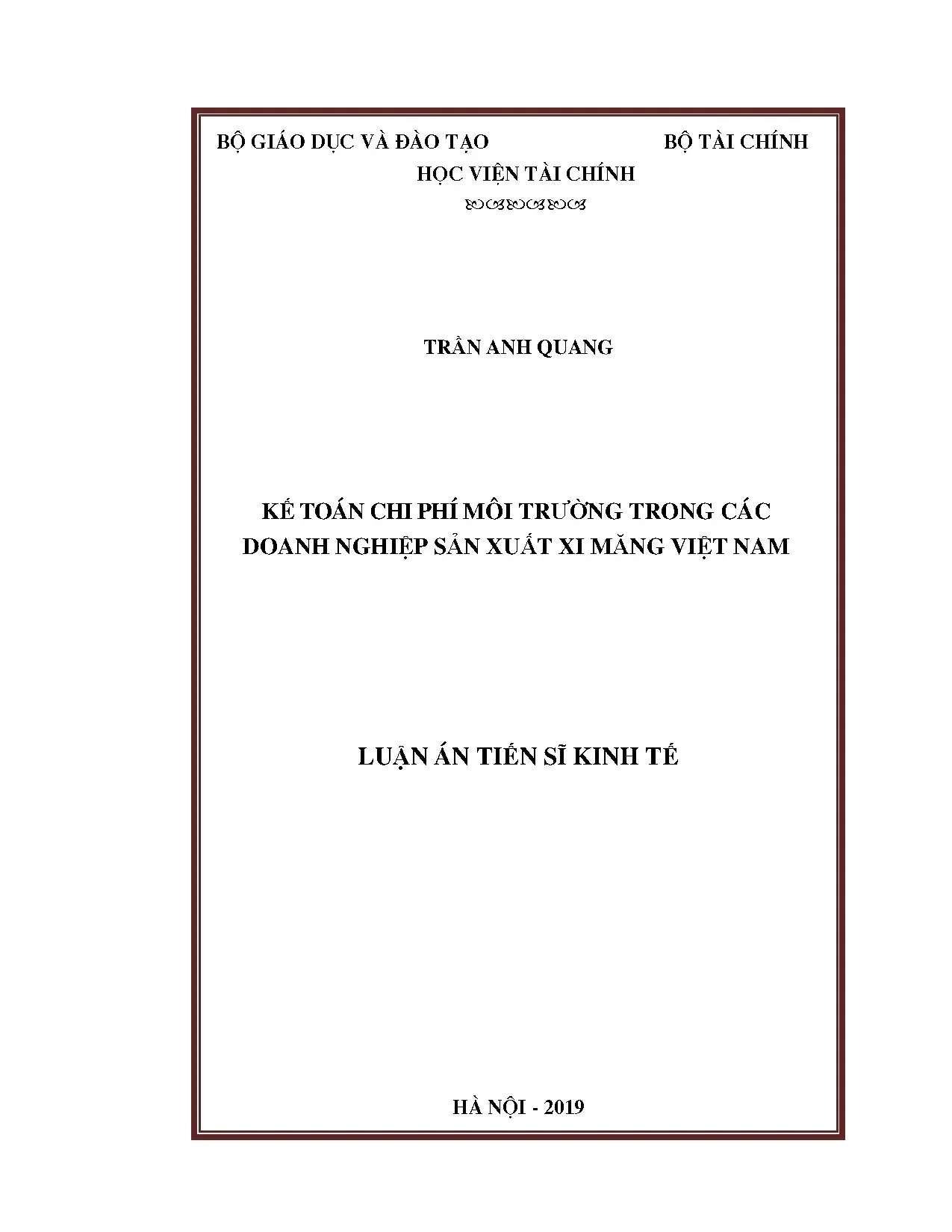 Luận án tiến sĩ kế toán chi phí môi trường trong các doanh n