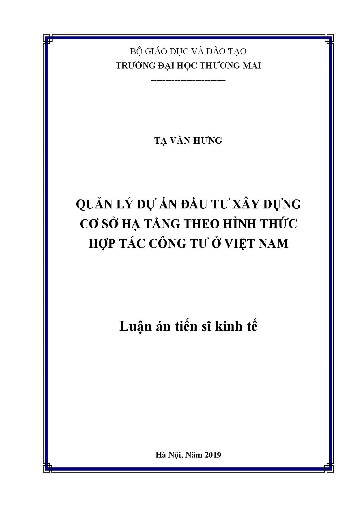 Quản lý dự án PPP cơ sở hạ tầng ở Việt Nam