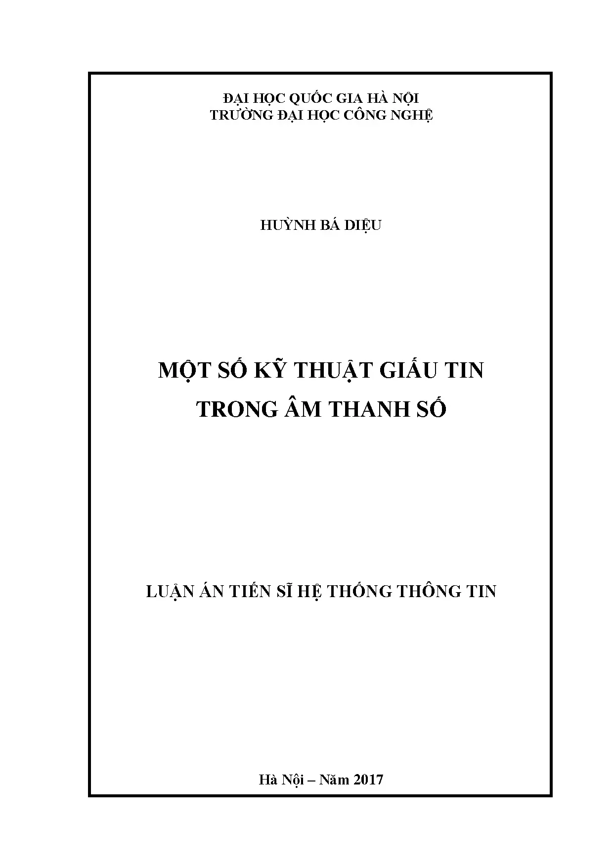 Luận án tiến sĩ một số kỹ thuật giấu tin trong âm thanh số l