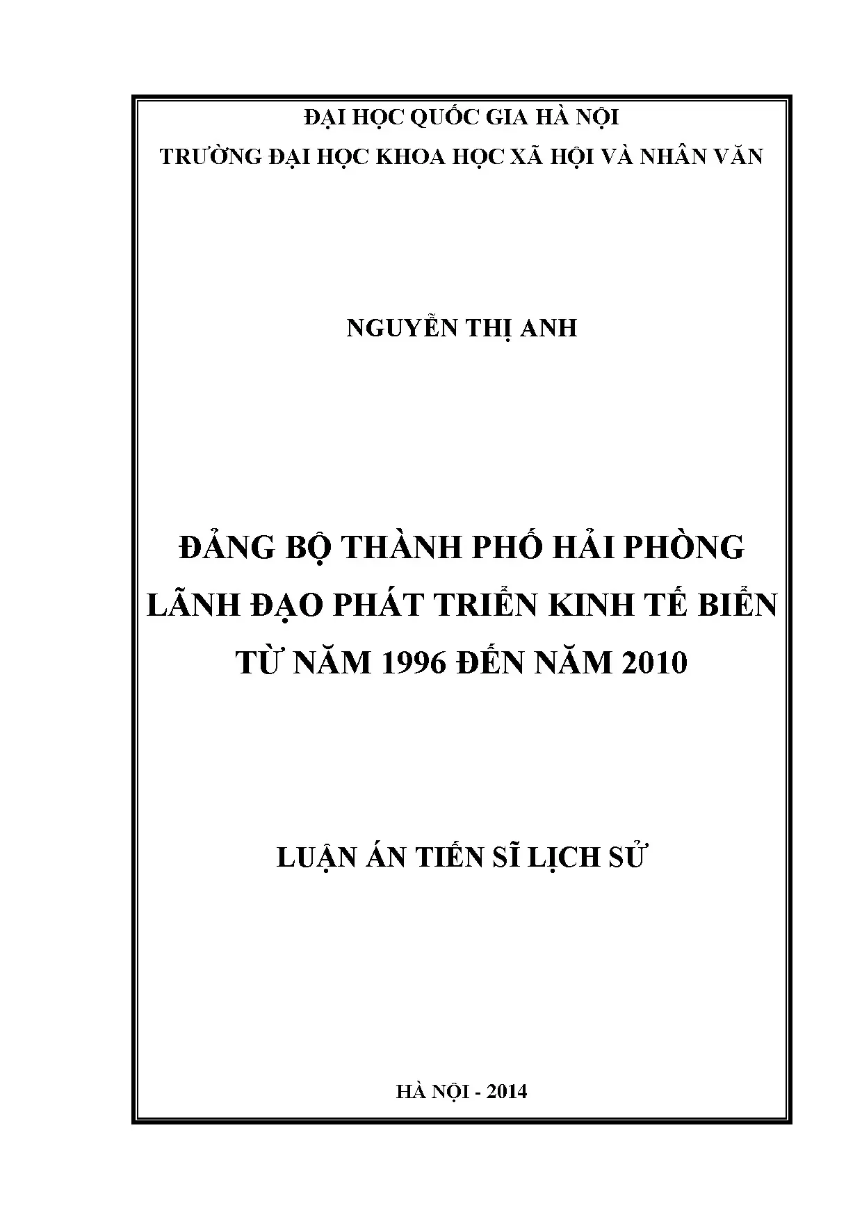 Luận án tiến sĩ đảng bộ thành phố hải phòng lãnh đạo phát tr
