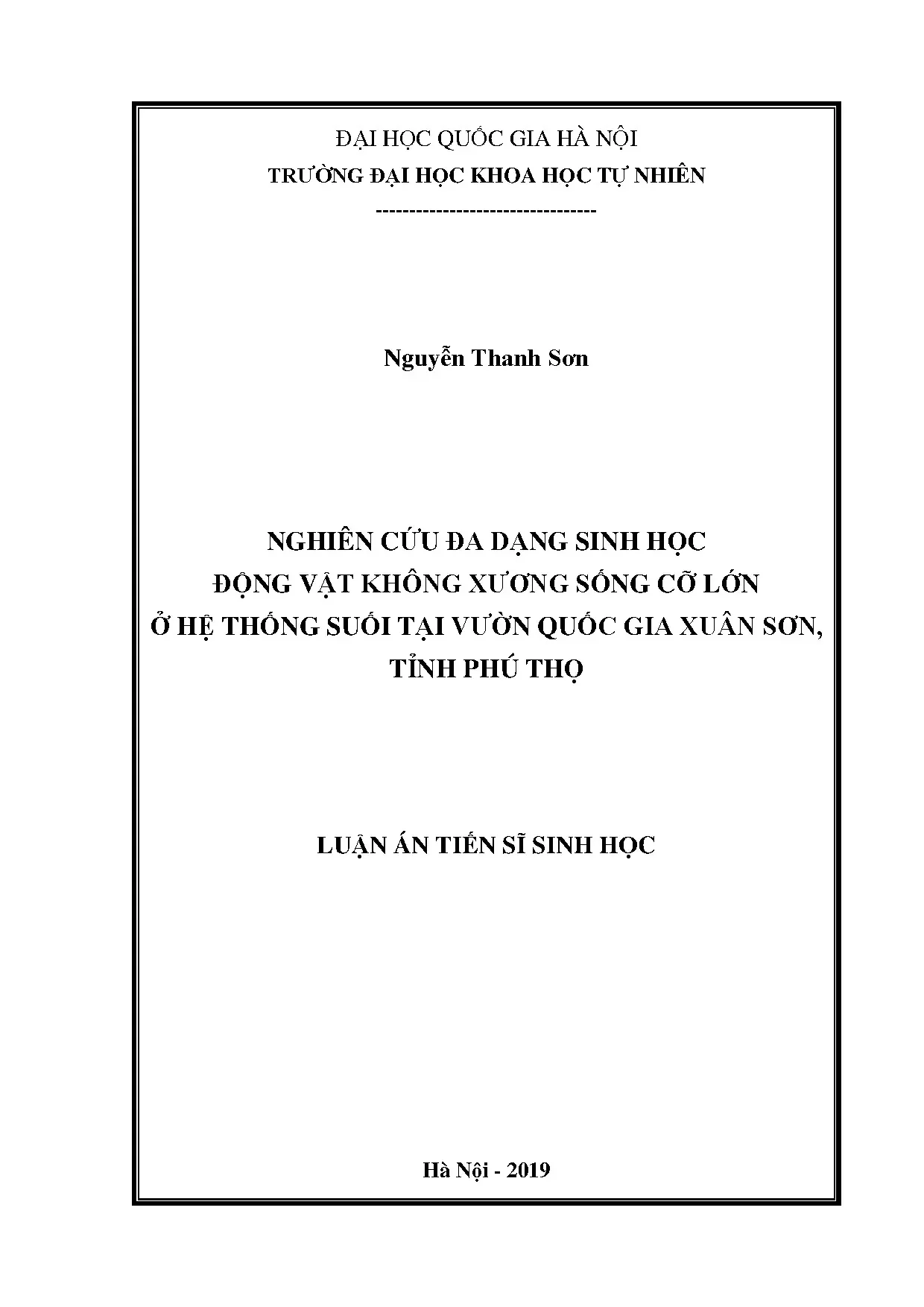 Nghiên cứu đa dạng sinh học động vật không xương sống cỡ lớn tại Vườn Quốc gia Xuân Sơn