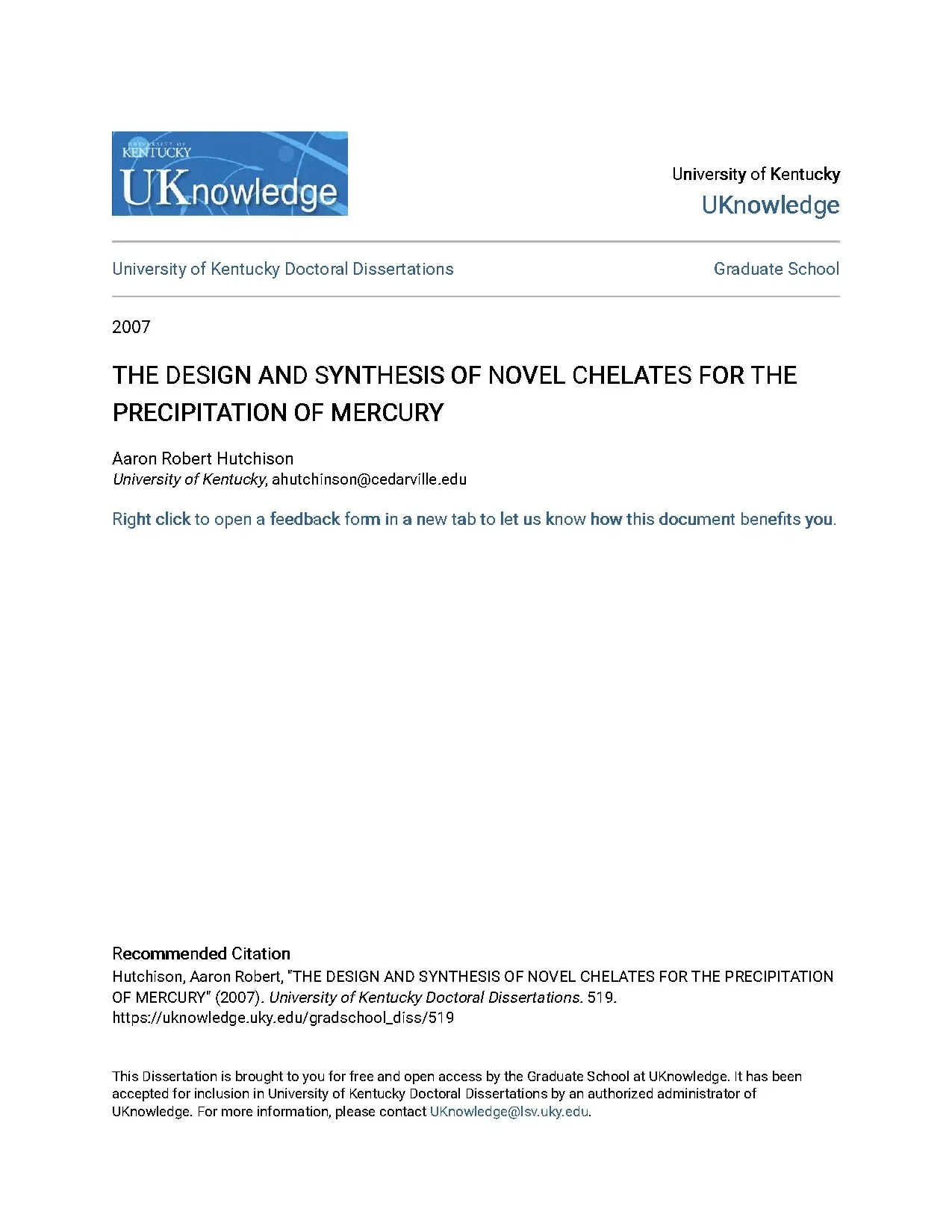 The design and synthesis of novel chelates for the precipita