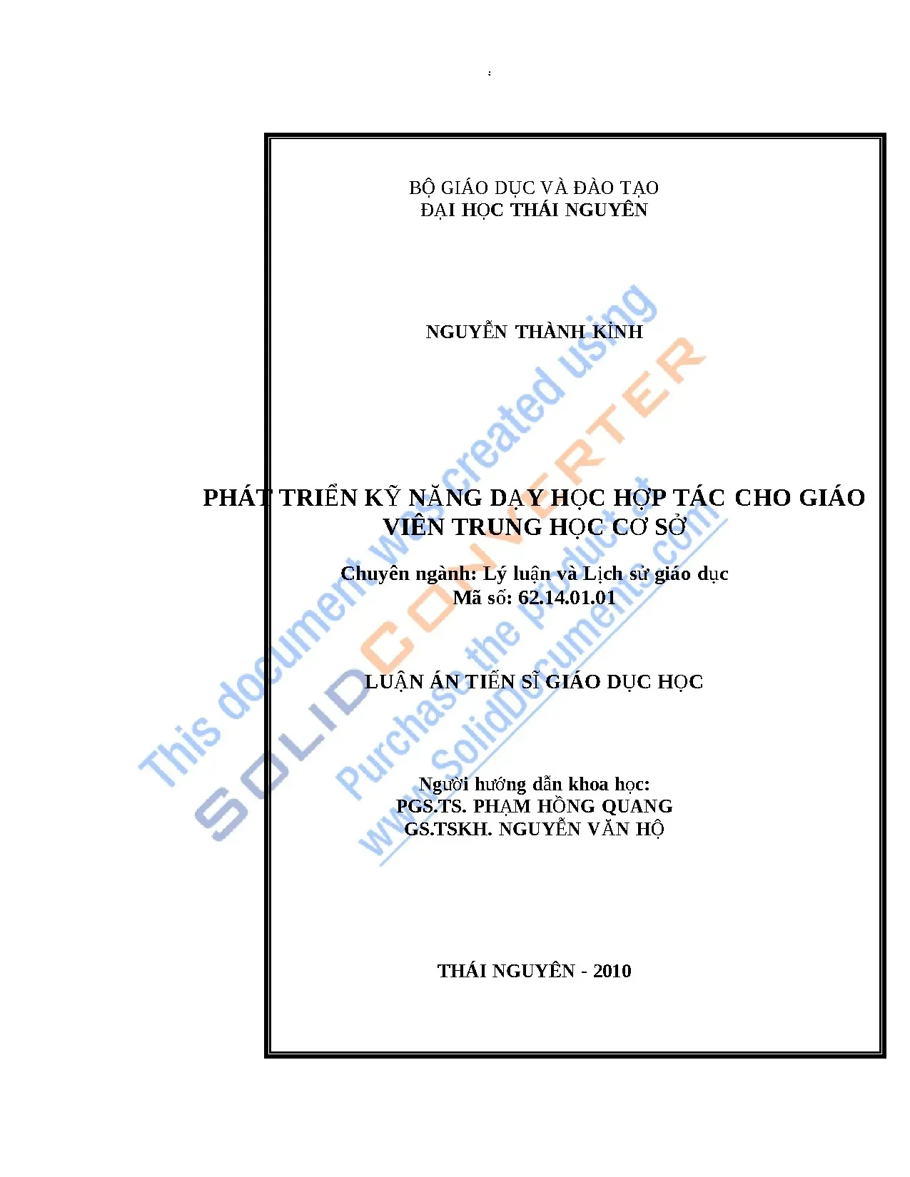 Luận án thạc sĩ phát triển kỹ năng dạy học hợp tác cho giáo