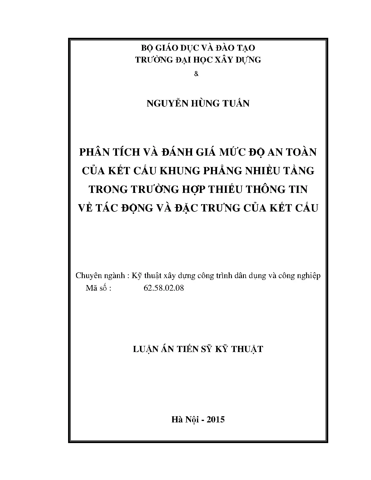 Phân tích và đánh giá an toàn kết cấu khung phẳng nhiều tầng