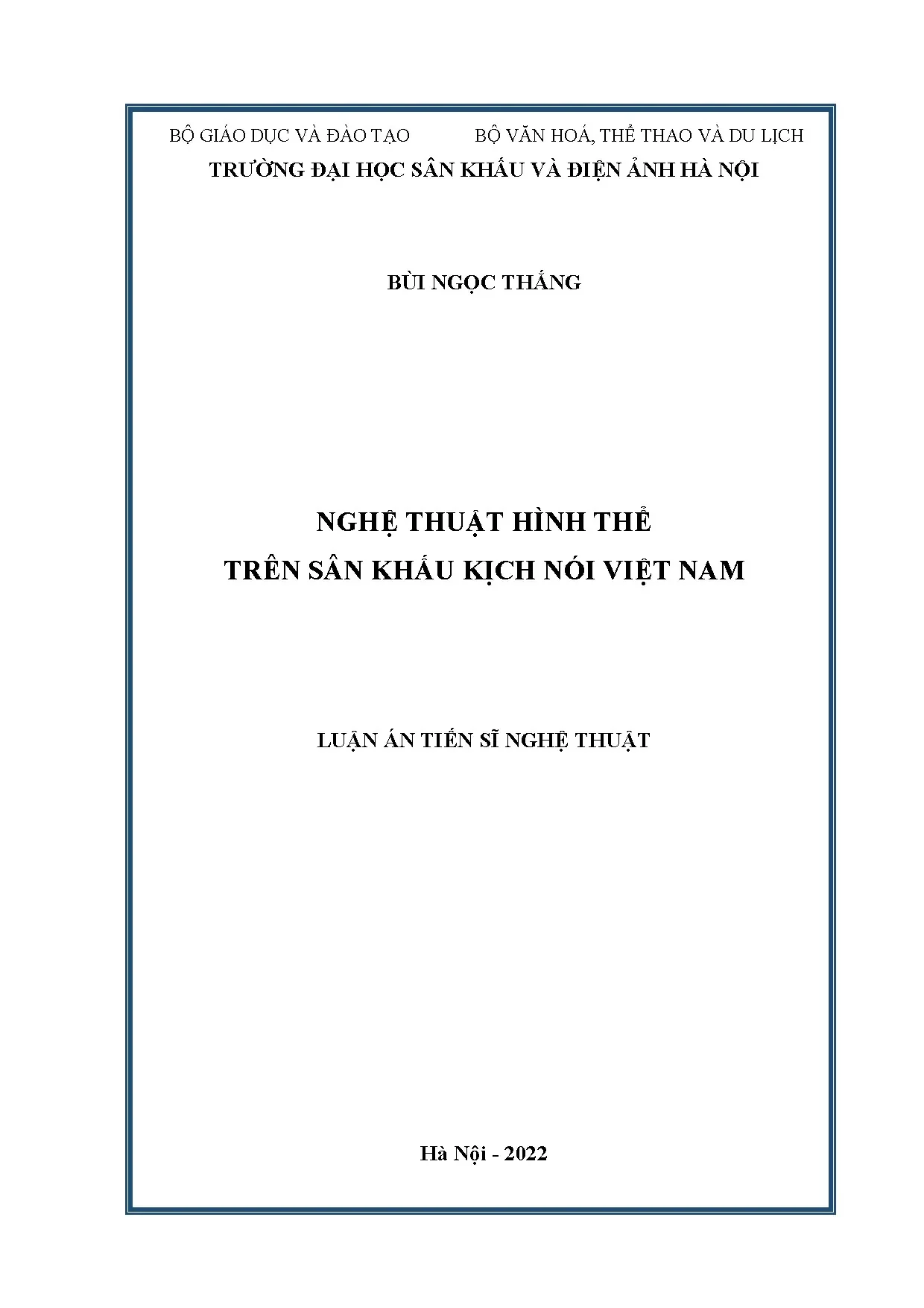 Nghệ thuật hình thể trên sân khấu kịch nói việt nam luận án