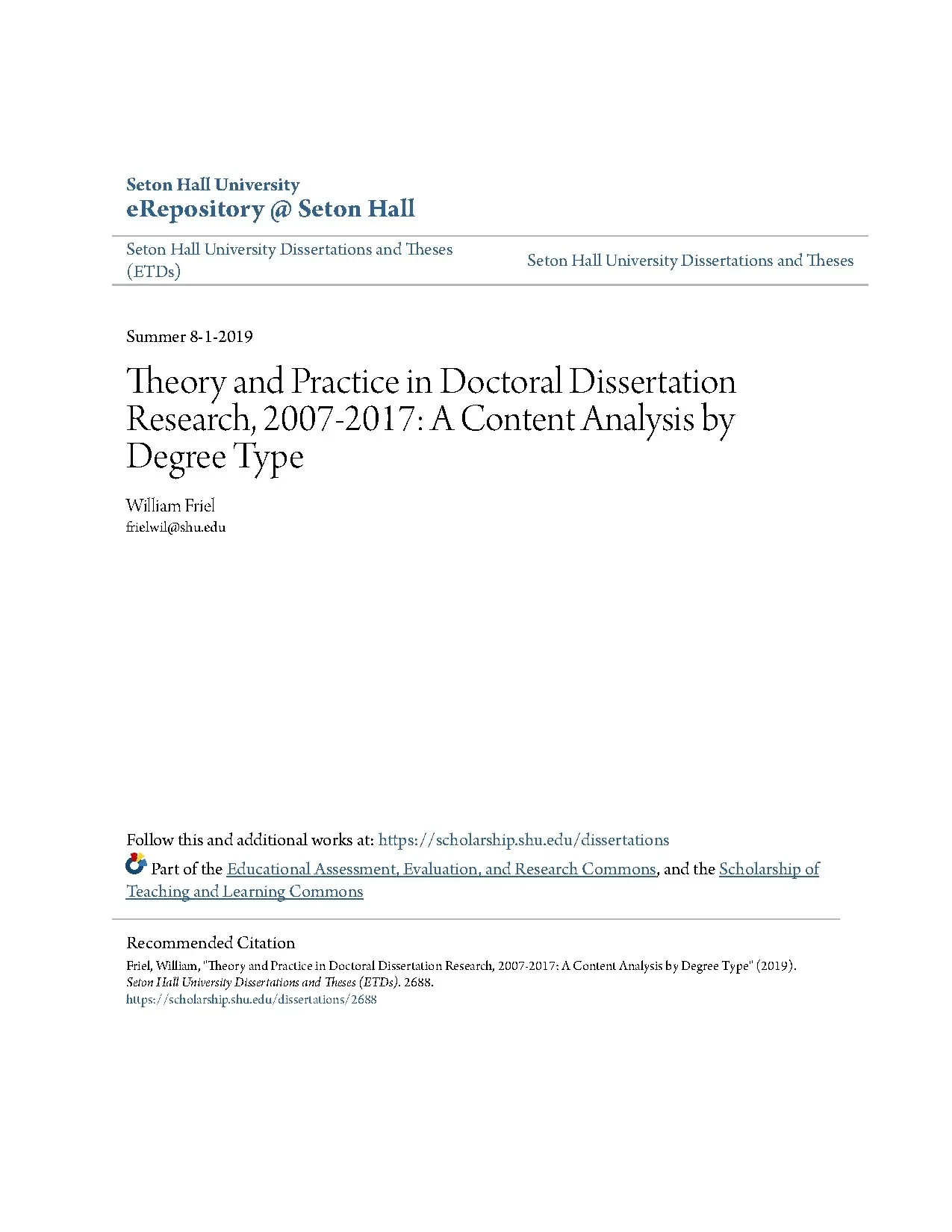 Theory and practice in doctoral dissertation research 2007 2